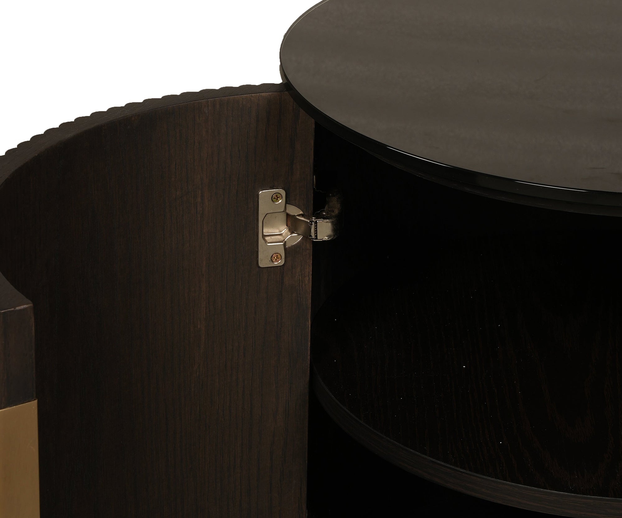 Dark Walnut Fluted Round Bed Side Table