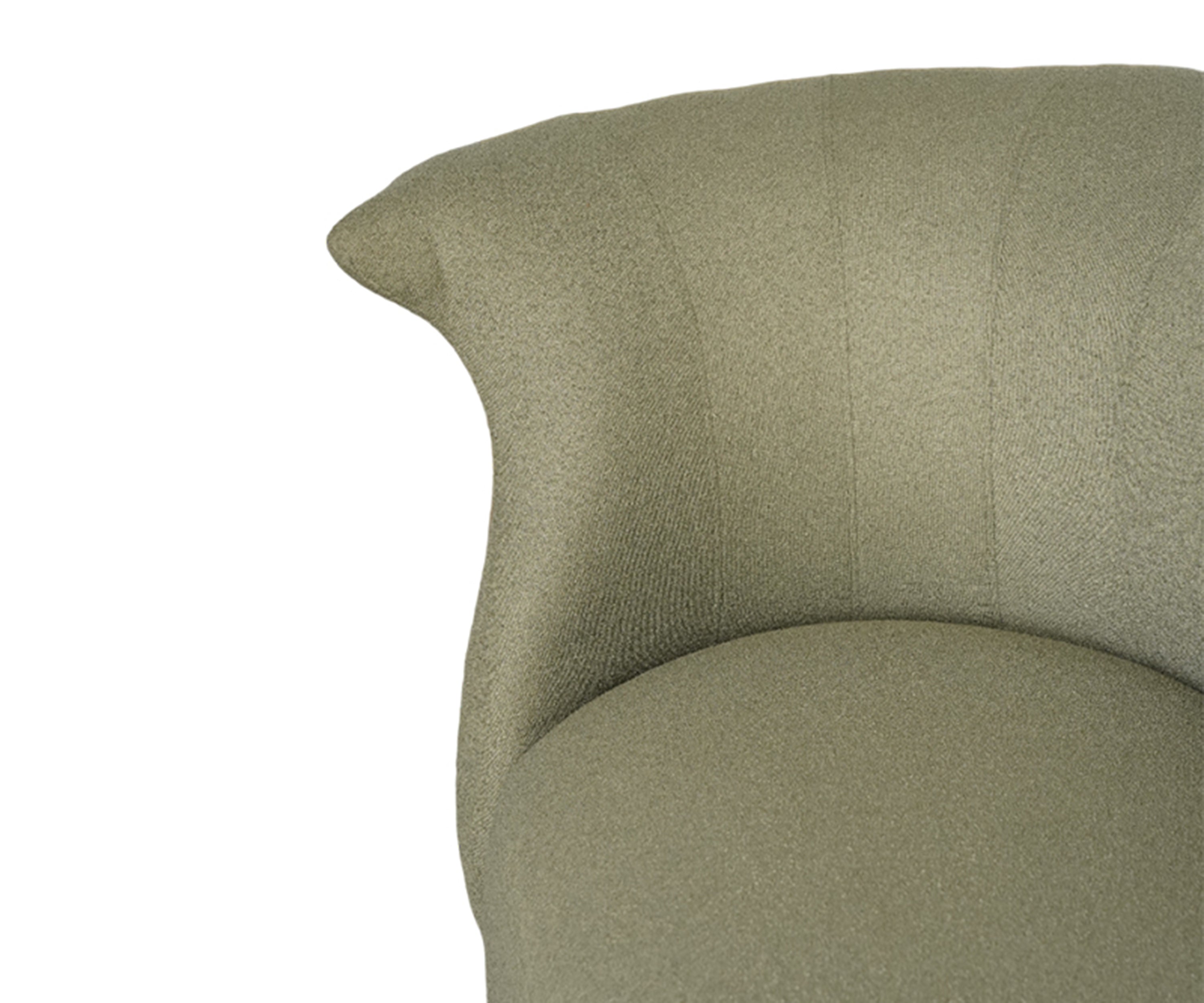 Olive Green Curved 3-Seater Sofa with Soft Upholstery