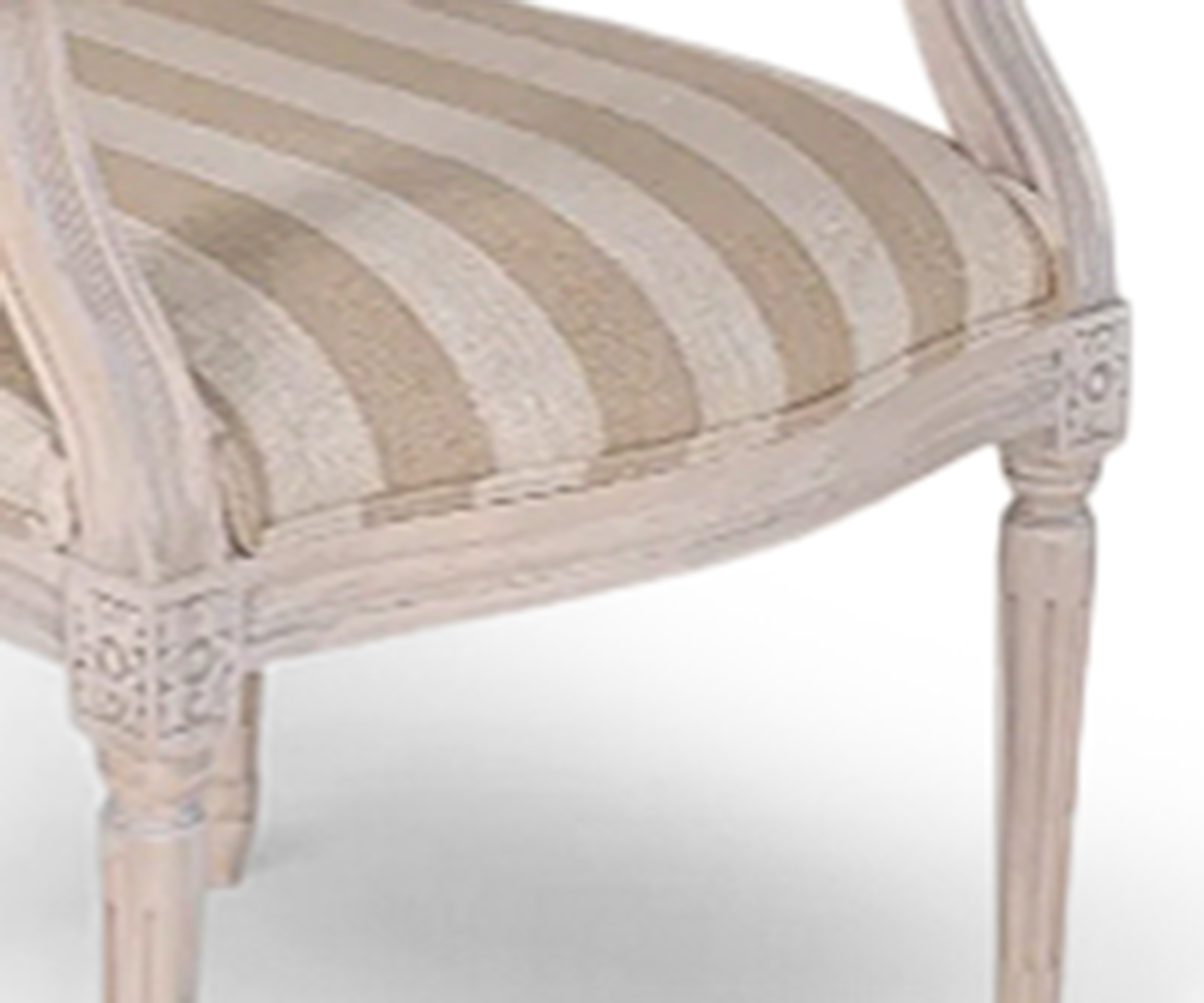 Striped Linen Carved Accent Arm Chair