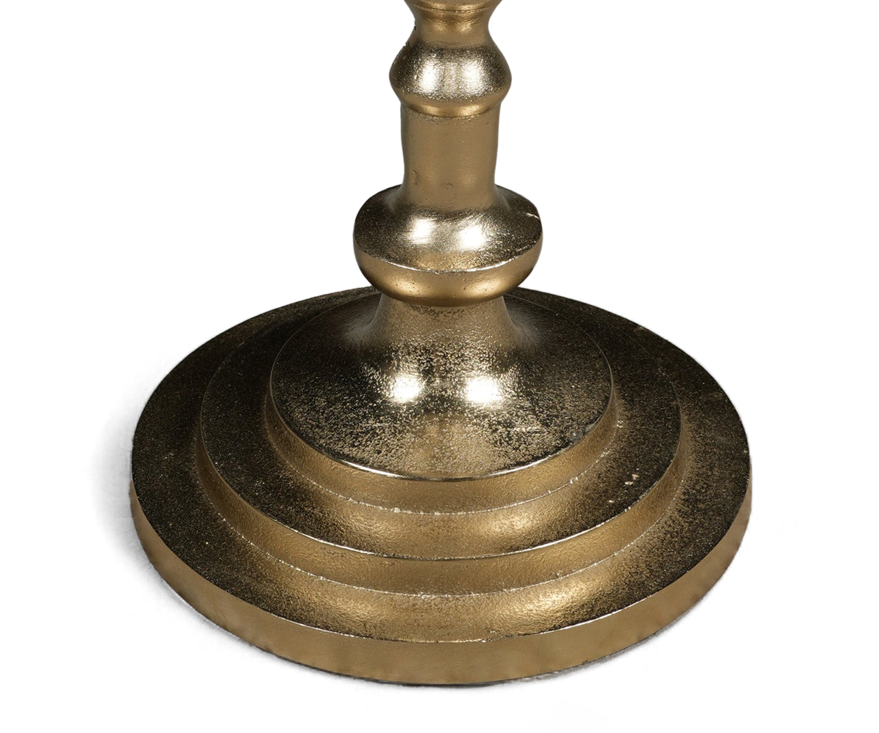 White Marble Martini Side Table with Brass Turned Pedestal