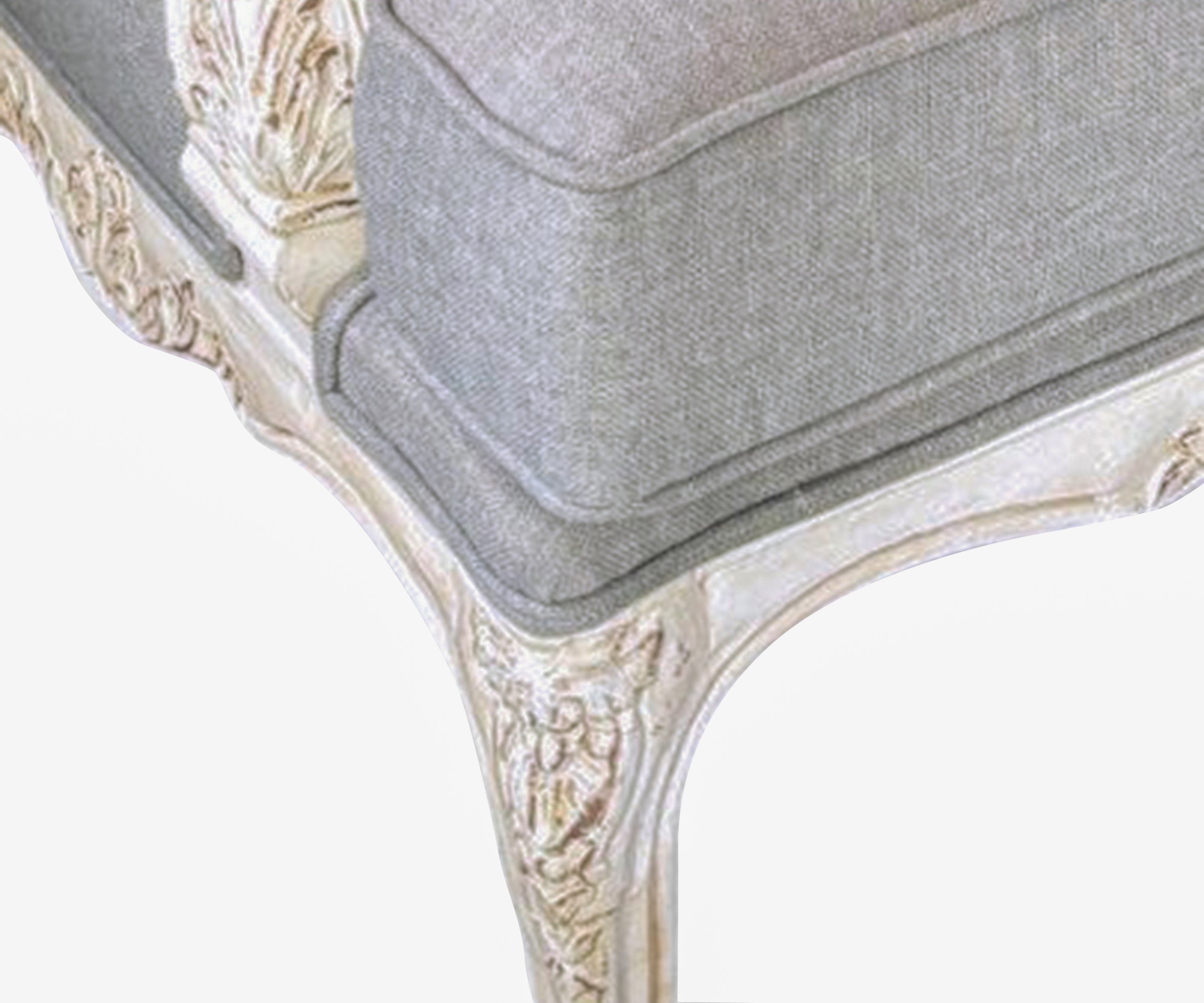 French Bergere Linen Accent Arm Chair - Gray