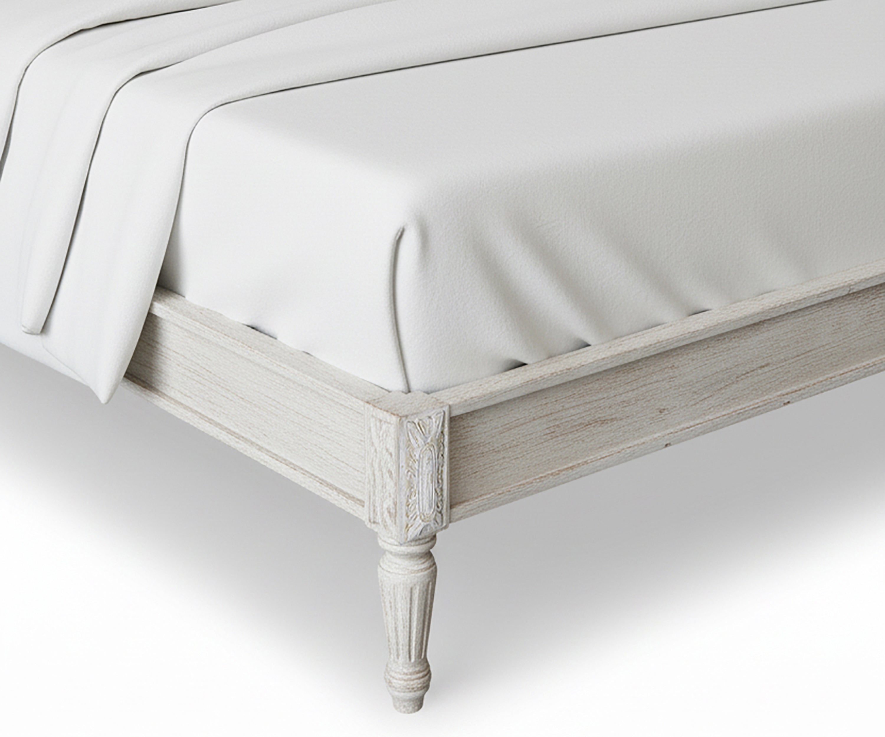 Antique White Gustavian Upholstered Arch Bed