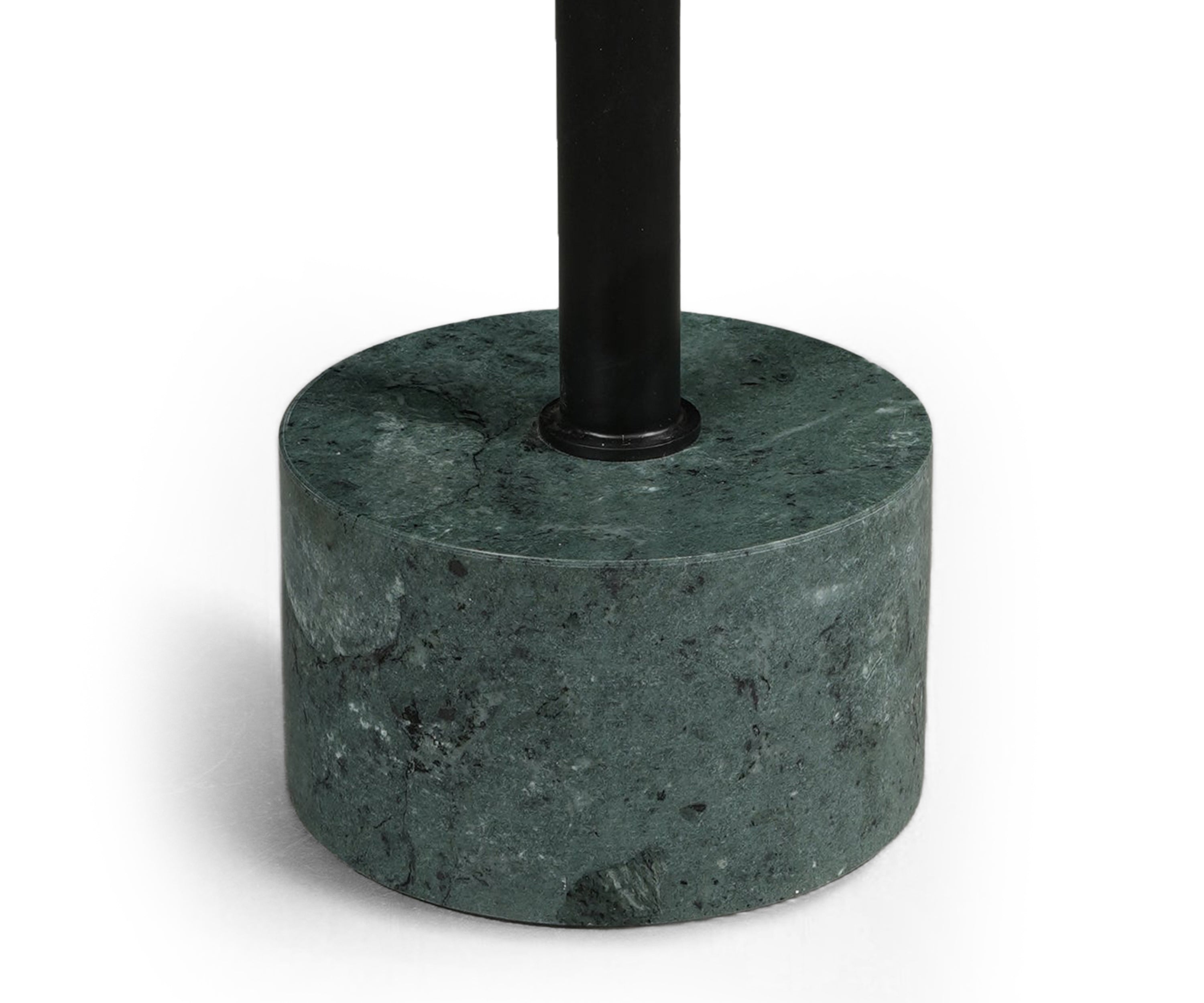Green Marble Martini Side Table with Black Metal Stem Base - Small