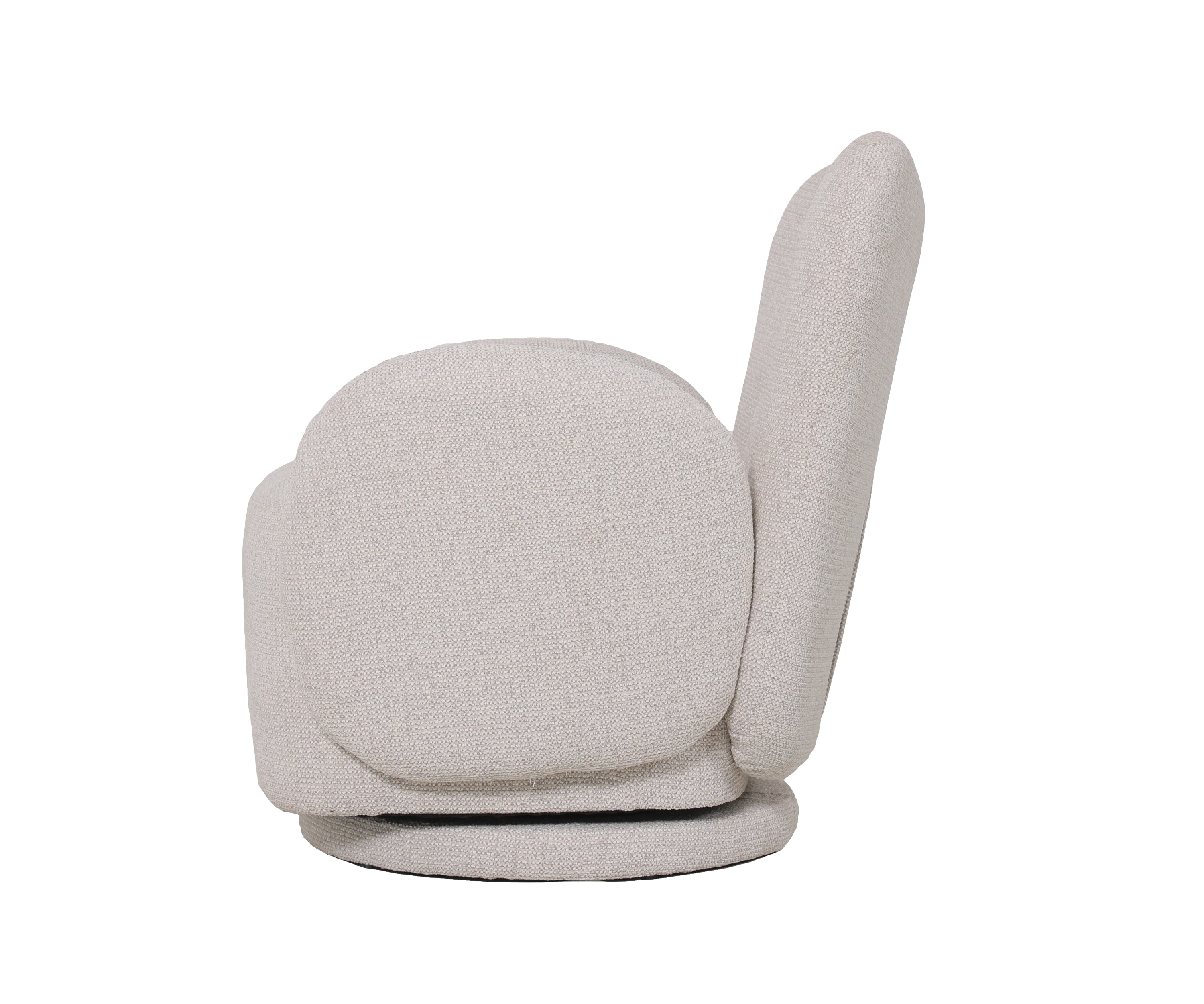 High-Back Swivel Lounge Chair in Cream Boucle