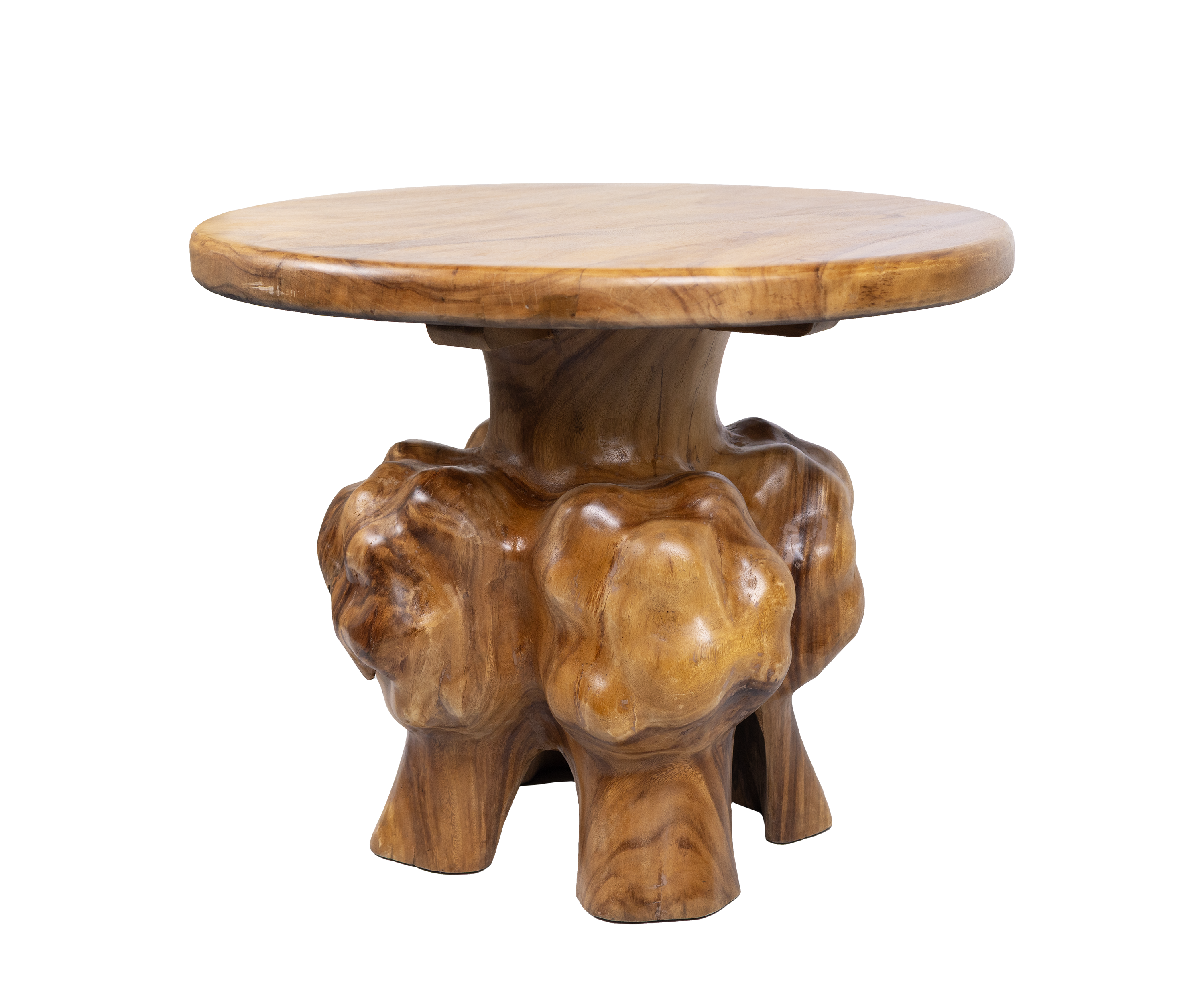 Sculpted Solid Wood Dining Table with Organic Pedestal Base