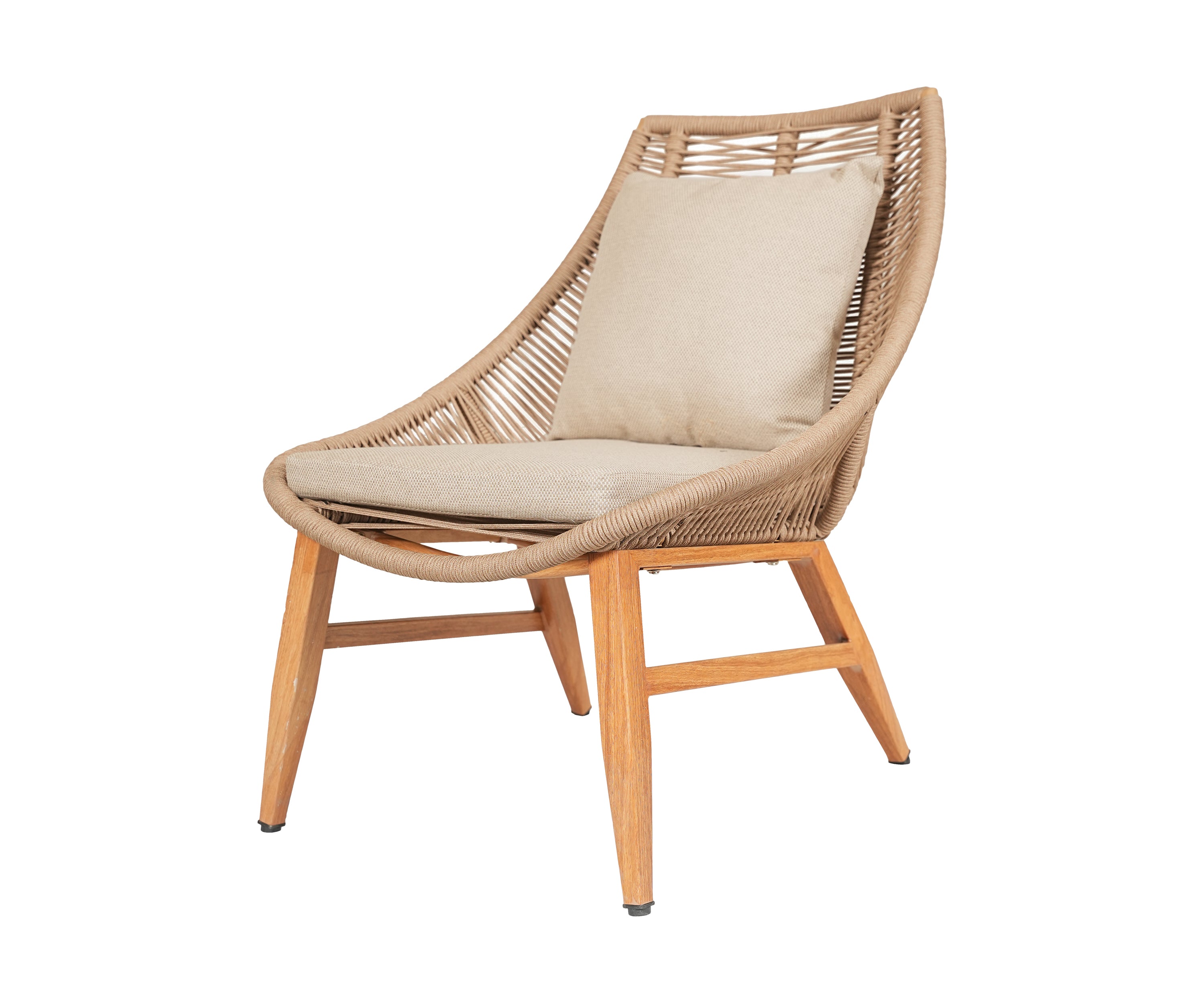 Nylon Rope Back Outdoor Lounge Chair with Metal Frame