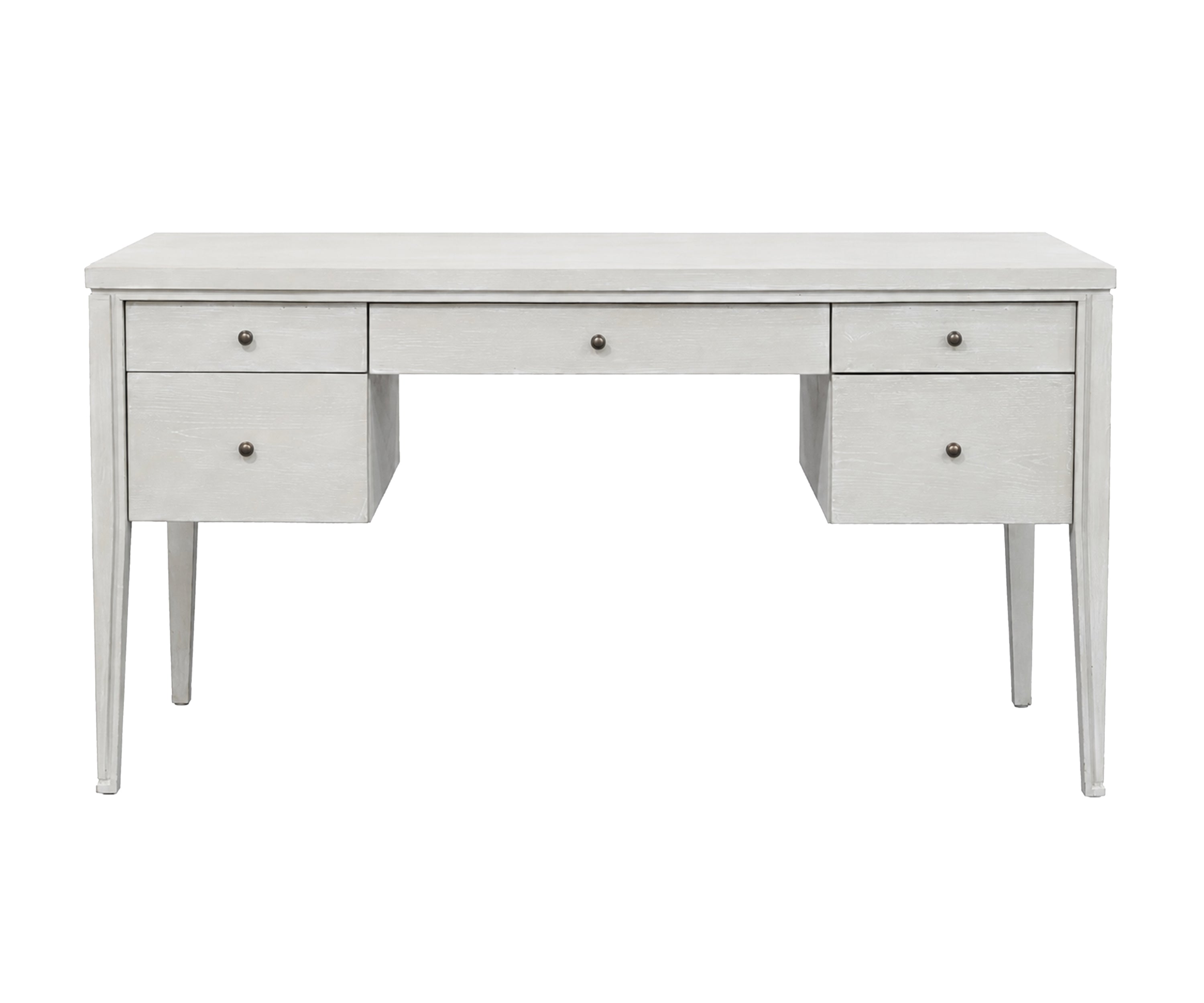 Modern White Wooden Study Table with Multiple Drawers