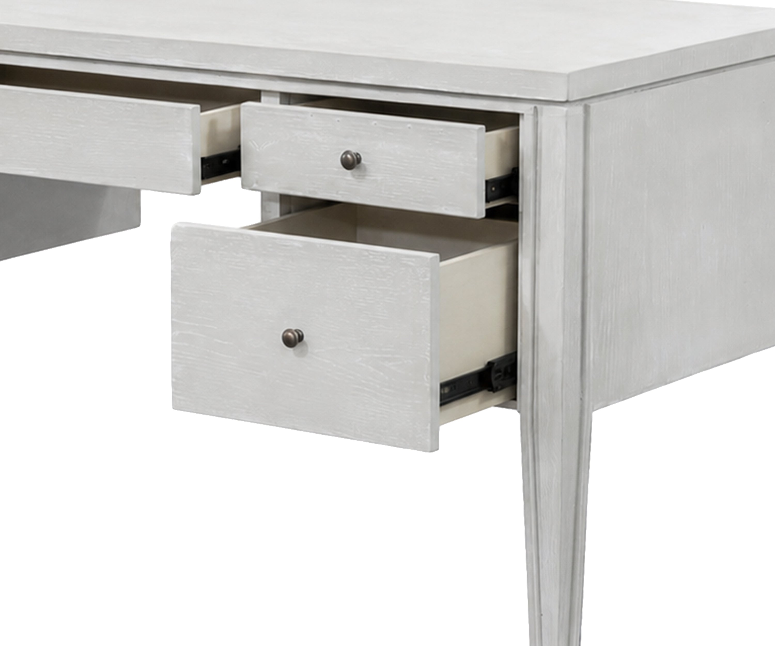 Modern White Wooden Study Table with Multiple Drawers