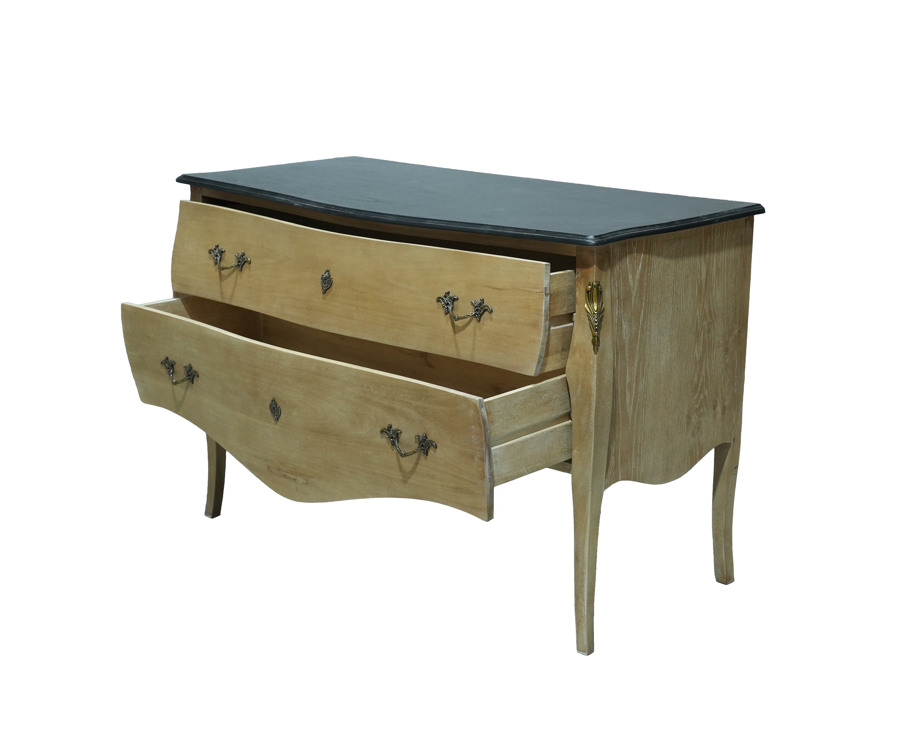 Bombe 2-Drawer Chest of Drawer with Black Top