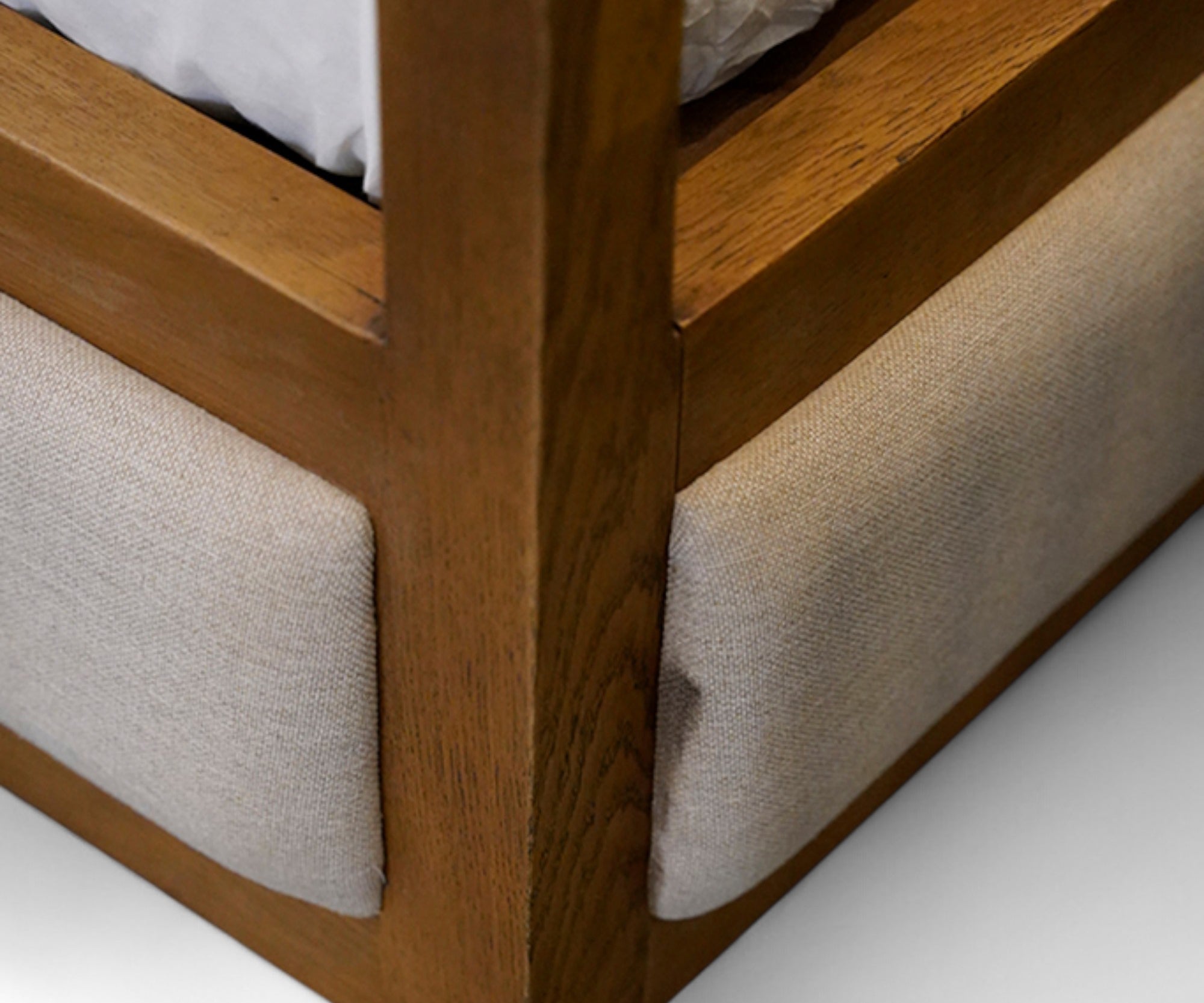 Alden Upholstered Oak Wood Canopy Bed