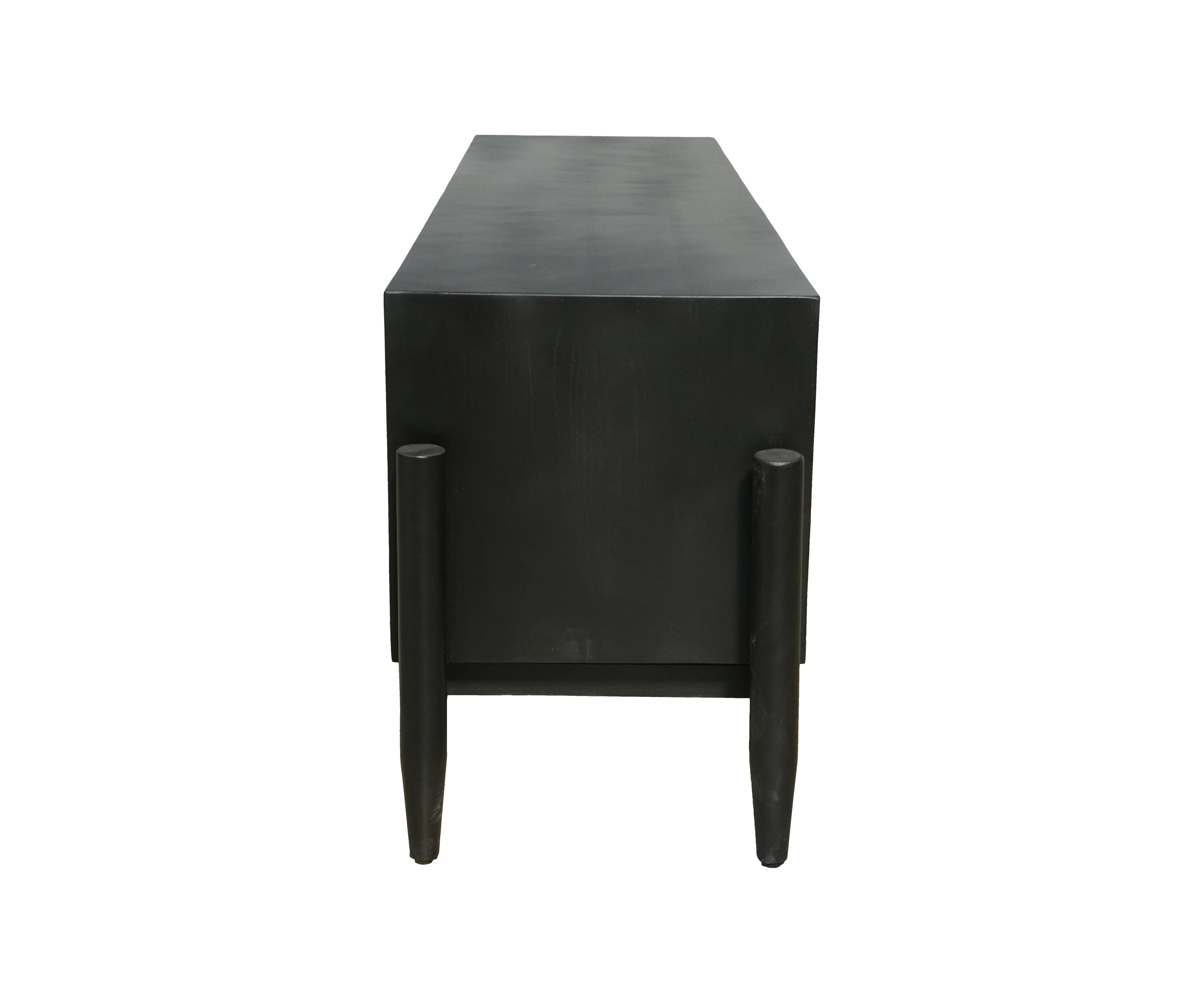 Black & Cane Modern Low Table Unit