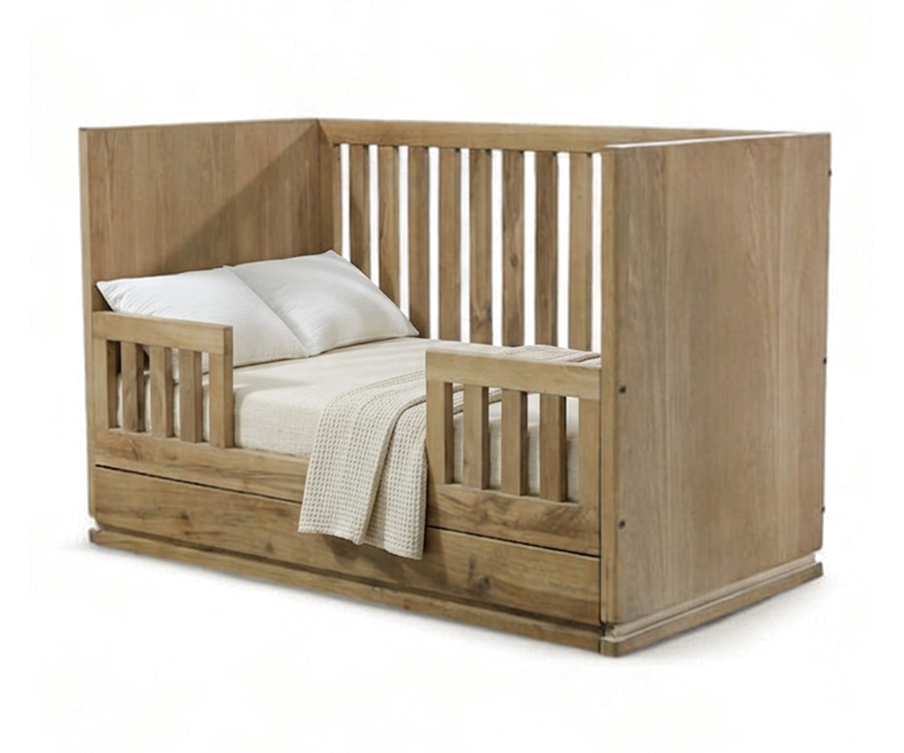 Kids Solid Wood Bed with Rounded Edges