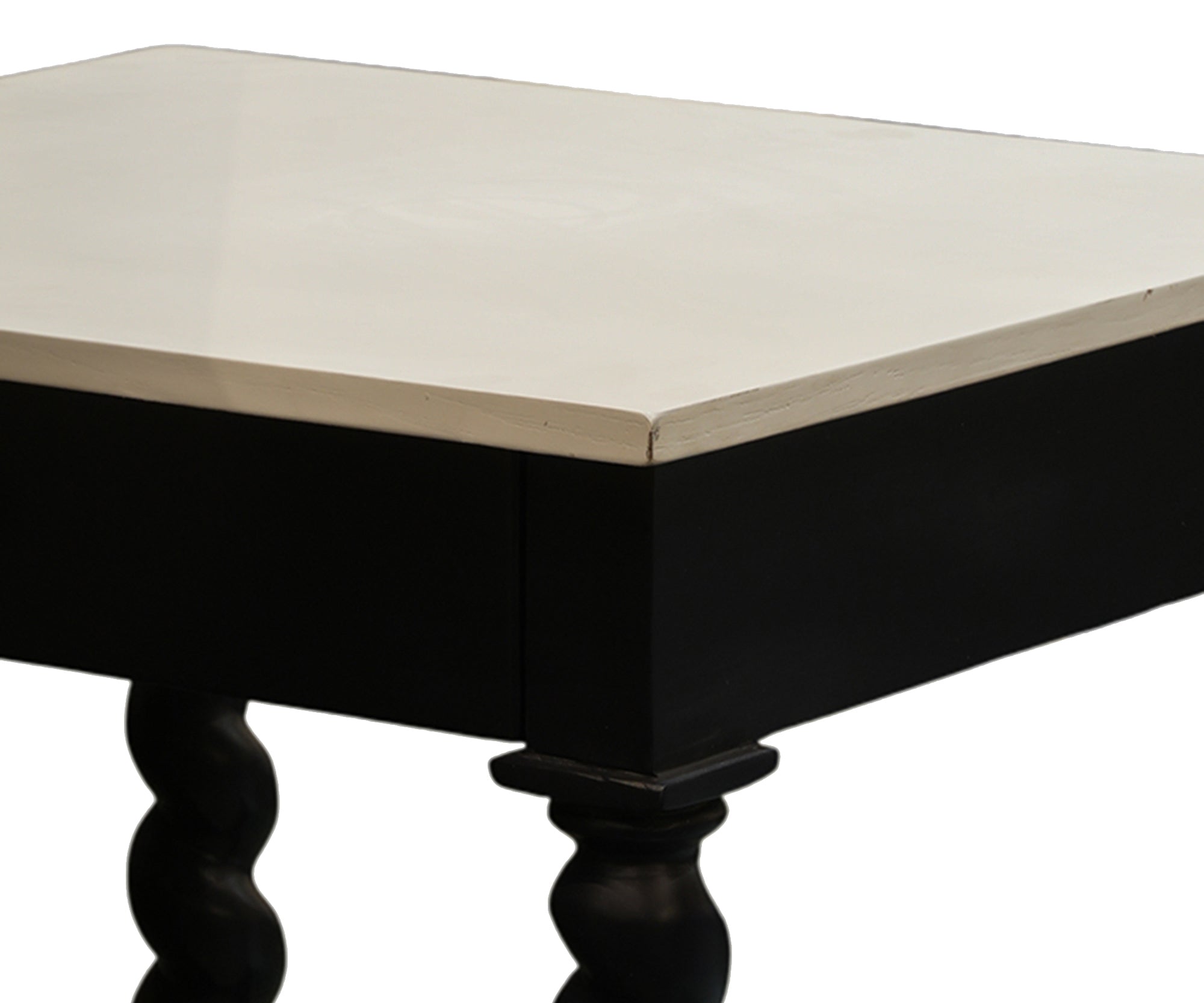 Black Barley Twist Cane Shelf Bed Side Table with Ivory Top