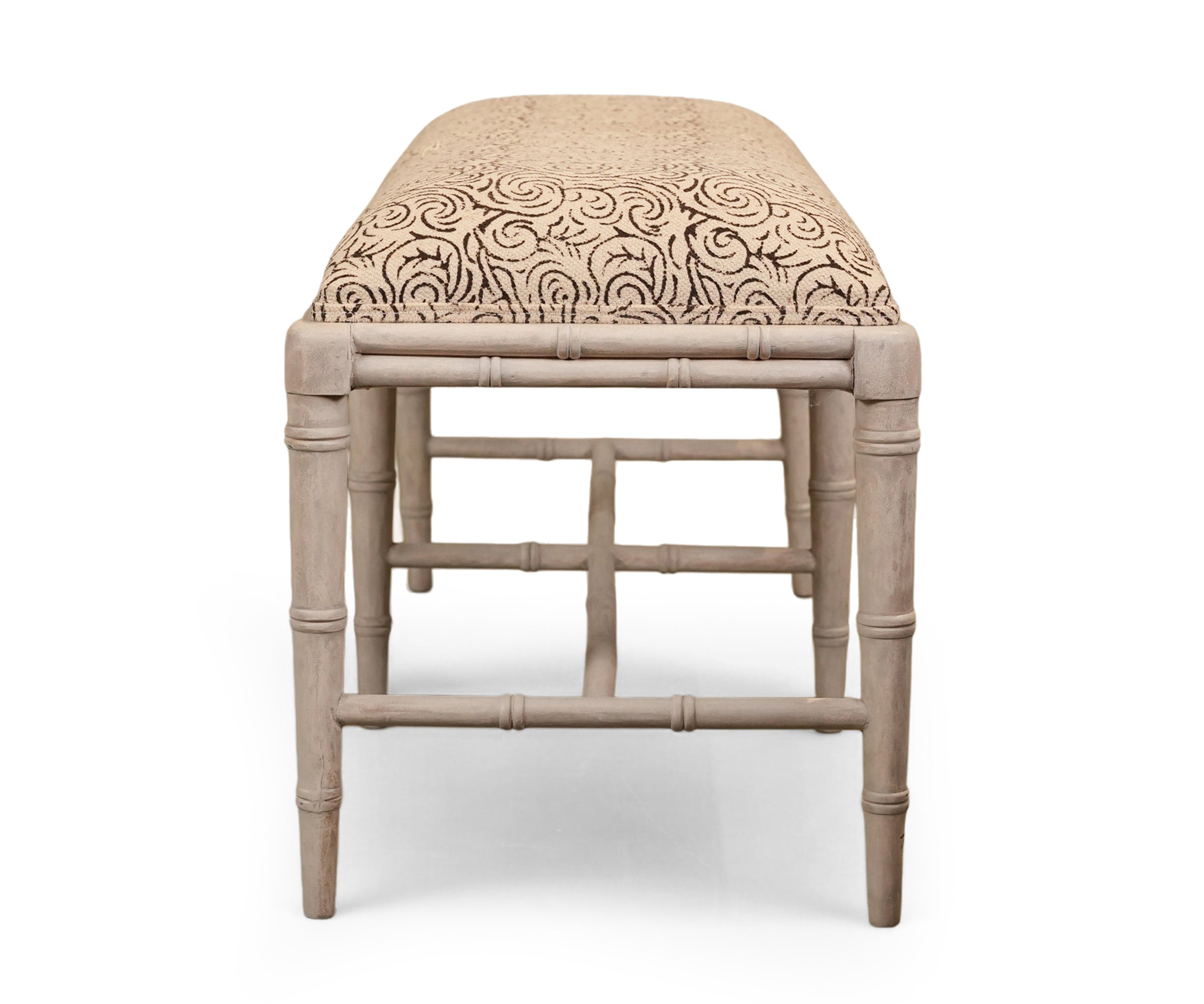 Printed Cotton Bamboo Bench