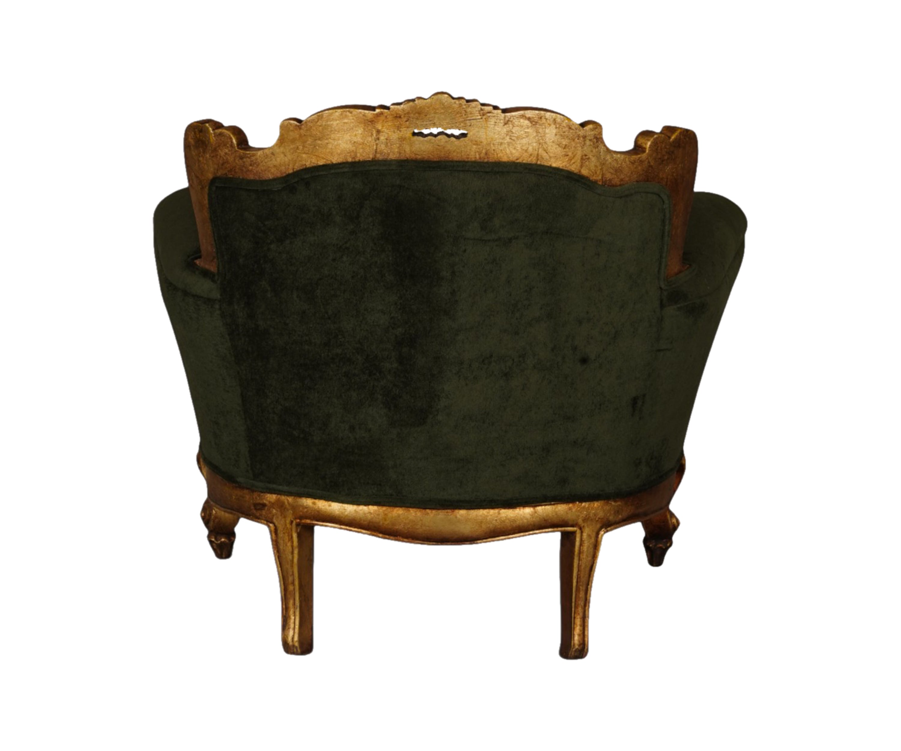 Baroque Velvet Single Sofa with Teak Wood Frame