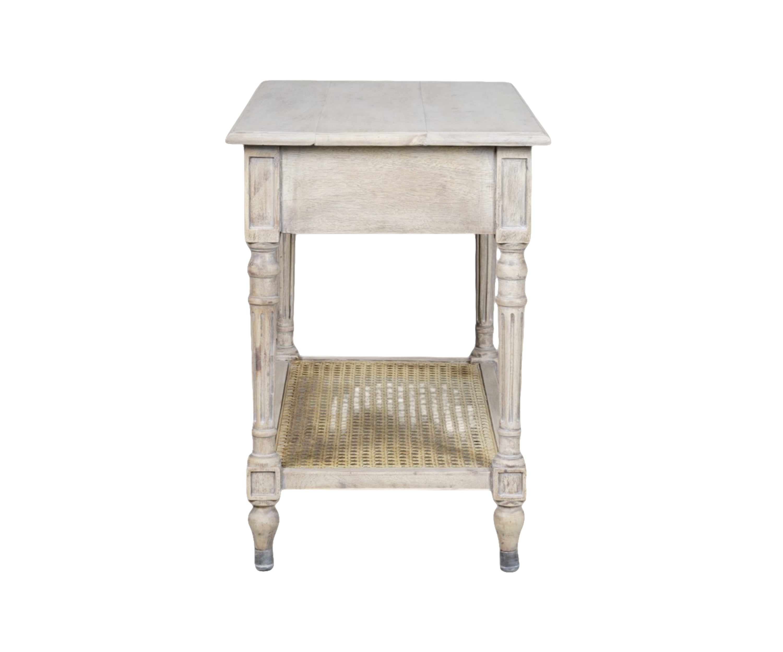 Gustavian Bedside Table with Drawer and Cane Shelf