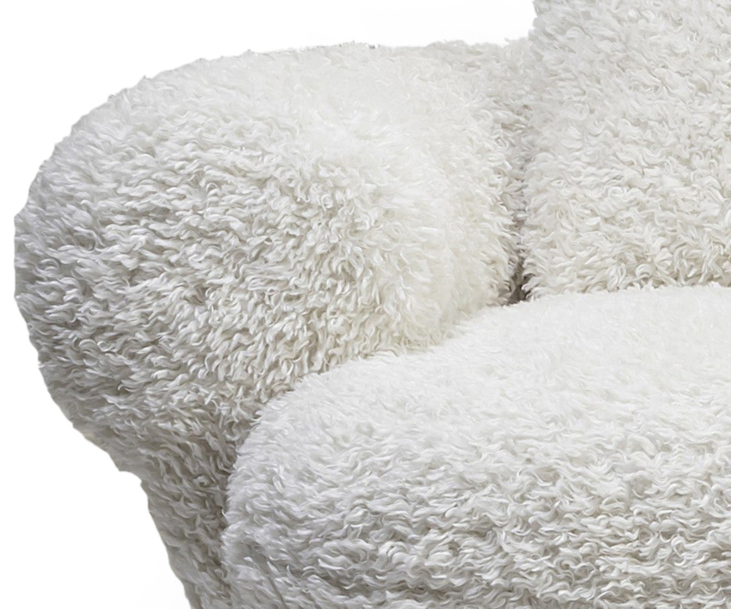 Ivory Fur Curved Arm 2 Seater Sofa