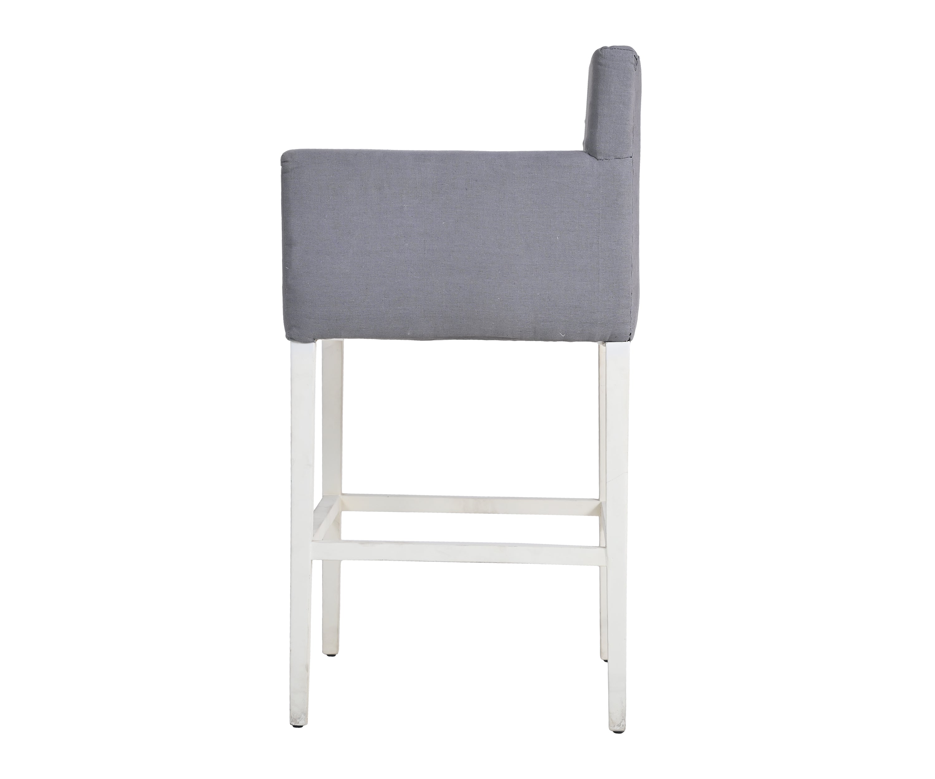 Mist Grey Upholstered Bar Chair with White Frame
