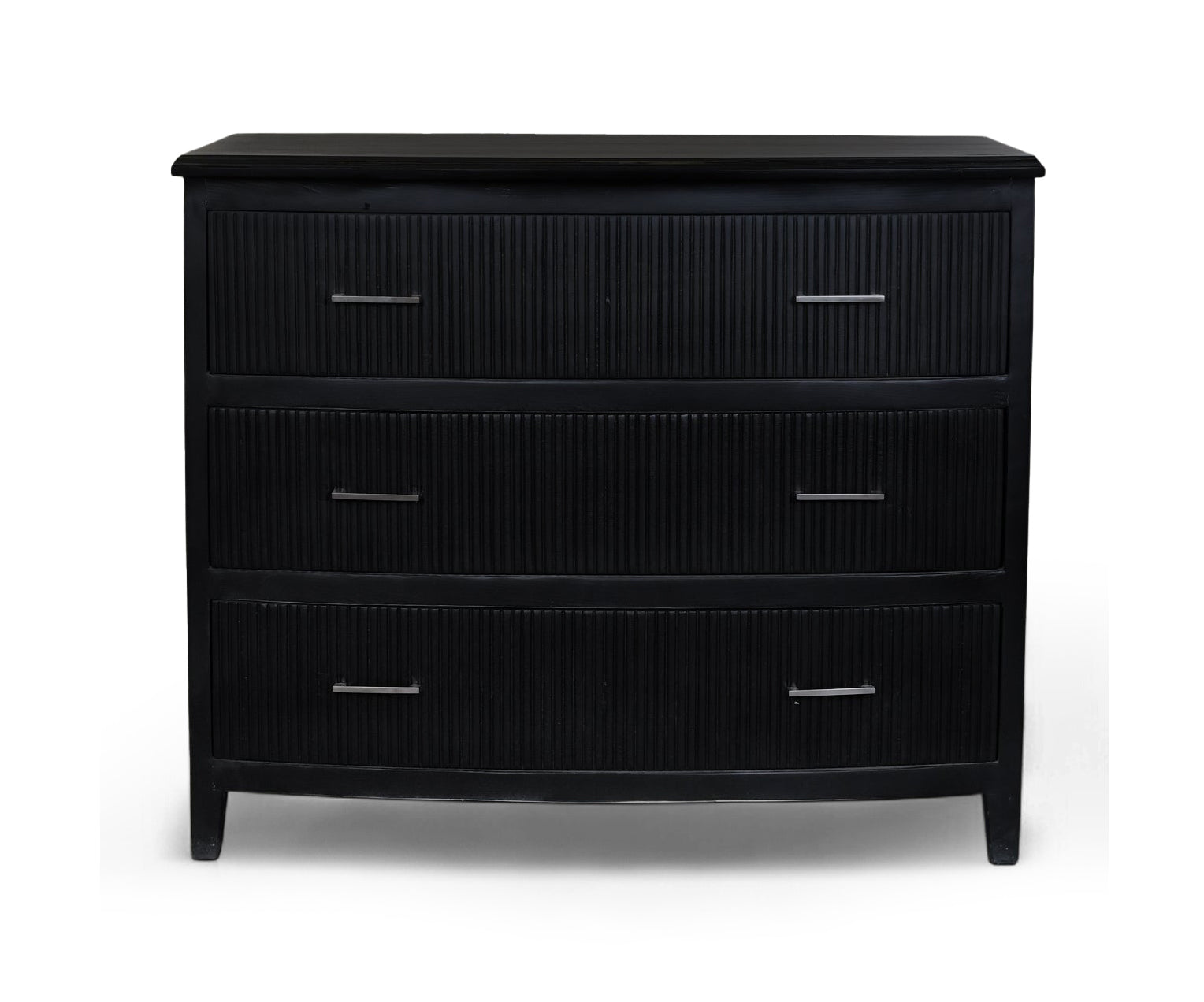 Modern Black Fluted 3 Drawer Chest of Drawers