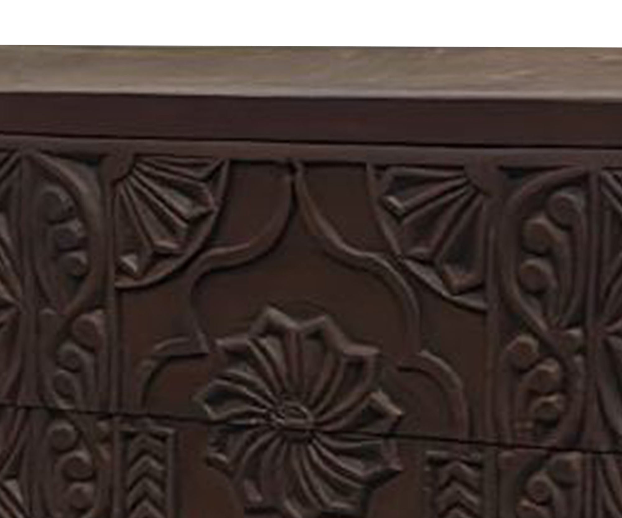 Tribal Carved Solid Wood Chest of Drawers in Dark Walnut Finish