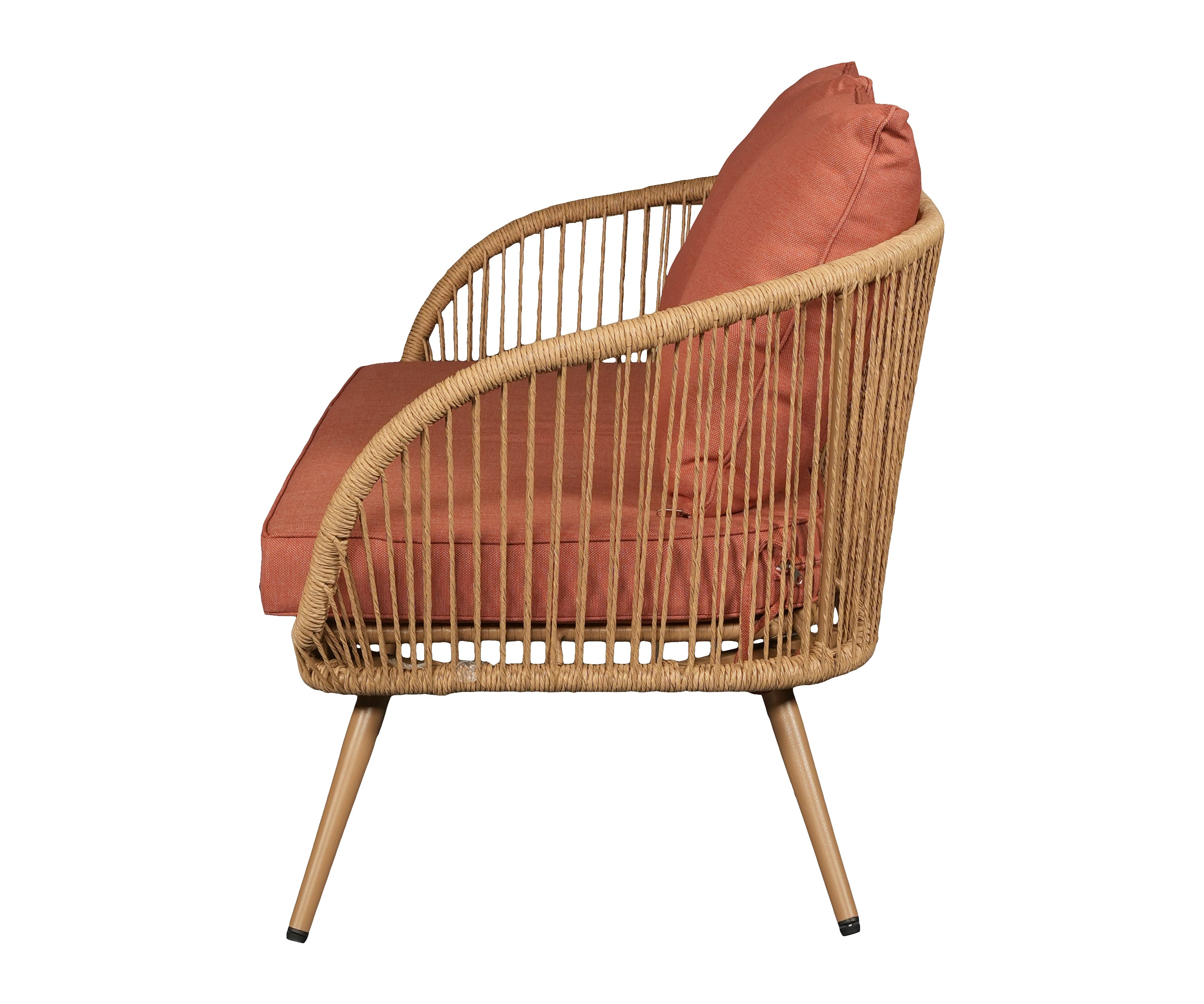 Woven Outdoor 2 Seater Sofa with Terracotta Cushions