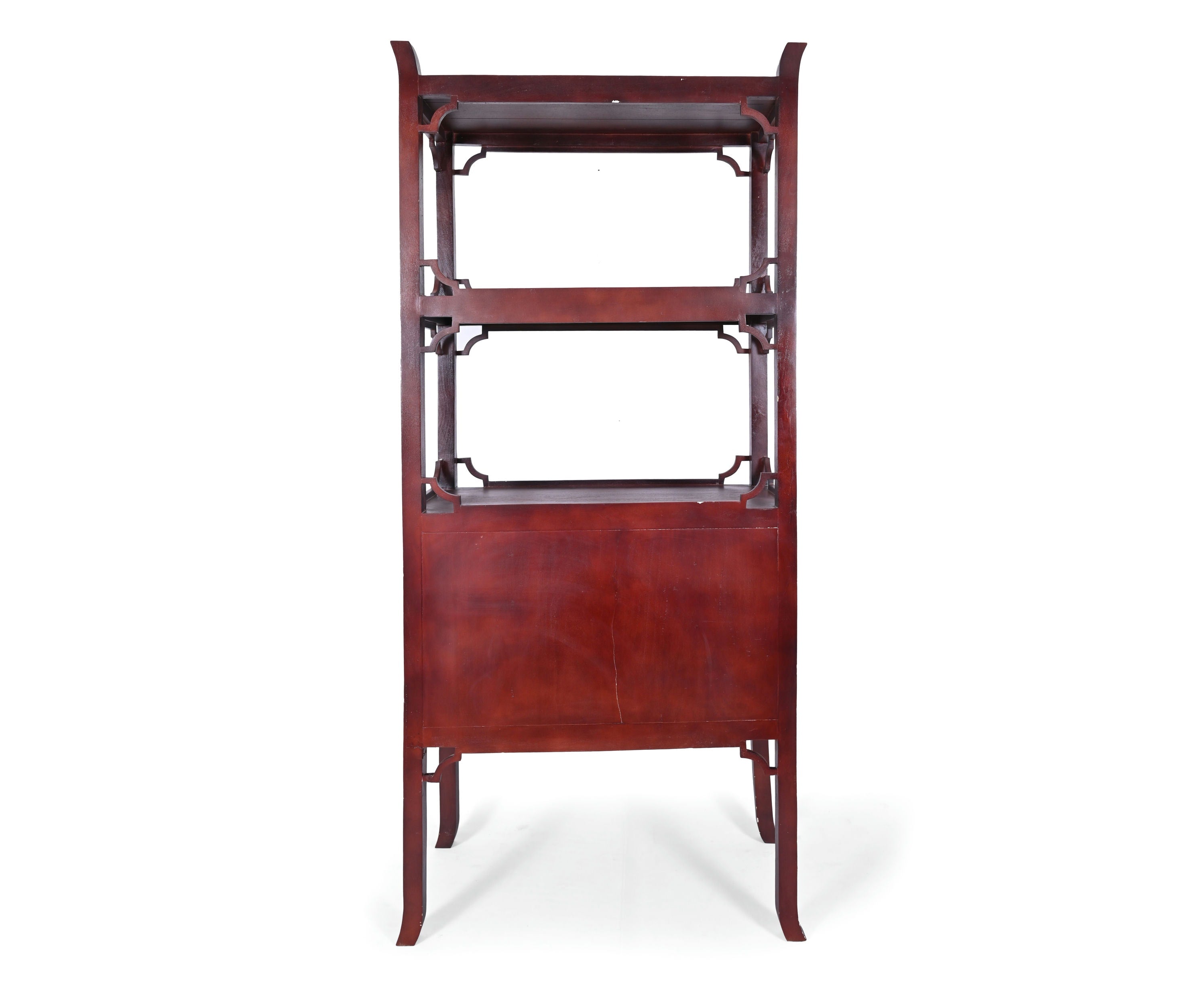 Oriental Style Solid Wood Display Cabinet in Peri Red Finish