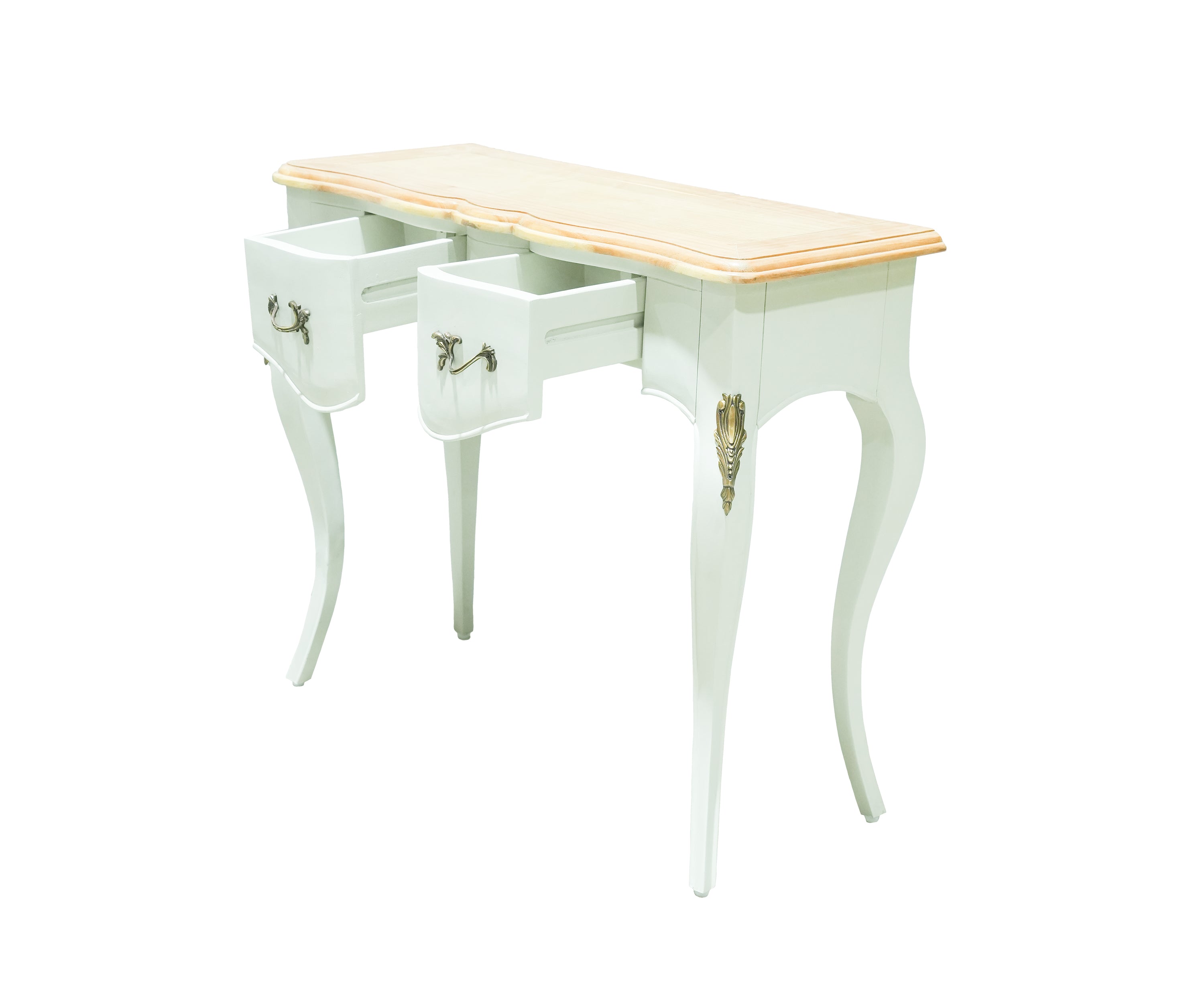 French Off-White & Teak Console