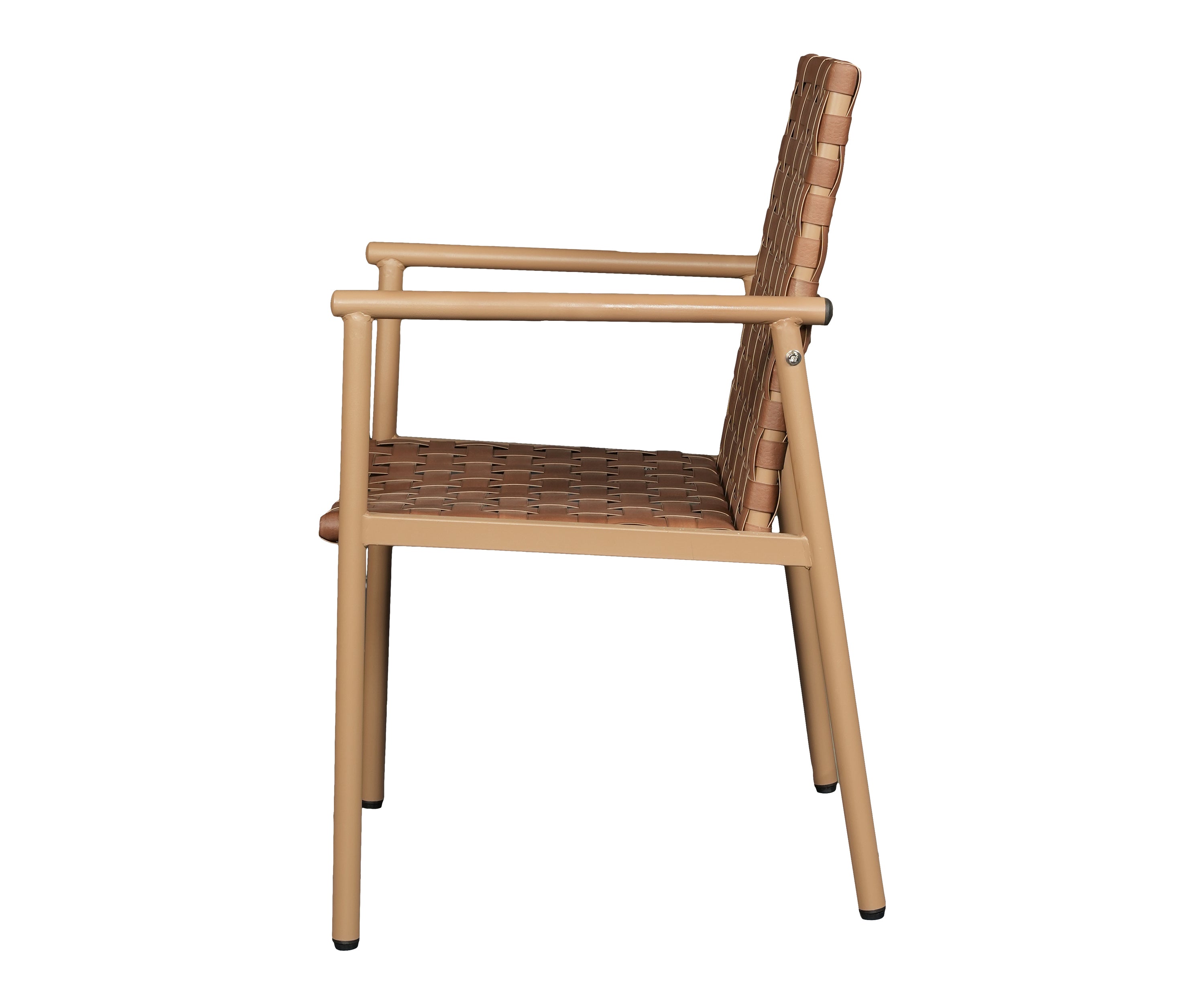 Brown Woven Garden Lounge Chair with Metal Frame