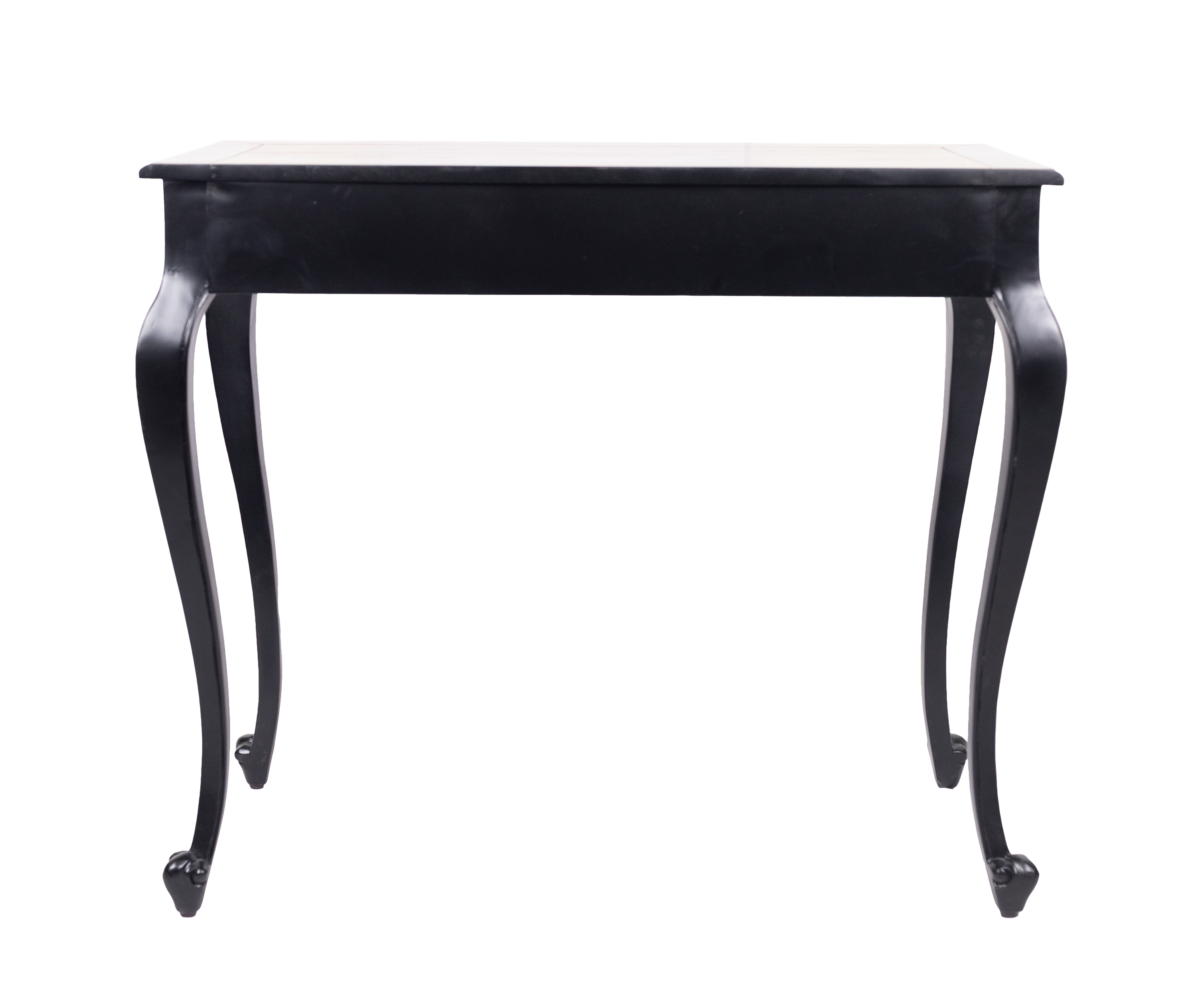 French Country Black Console Table with Natural Wood Top