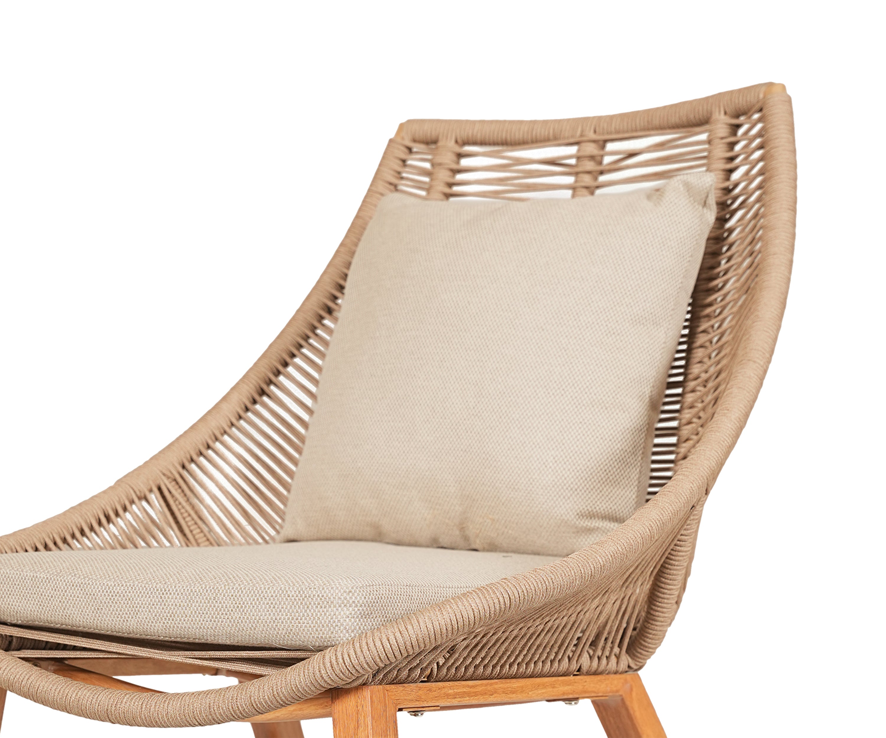 Nylon Rope Back Outdoor Lounge Chair with Metal Frame