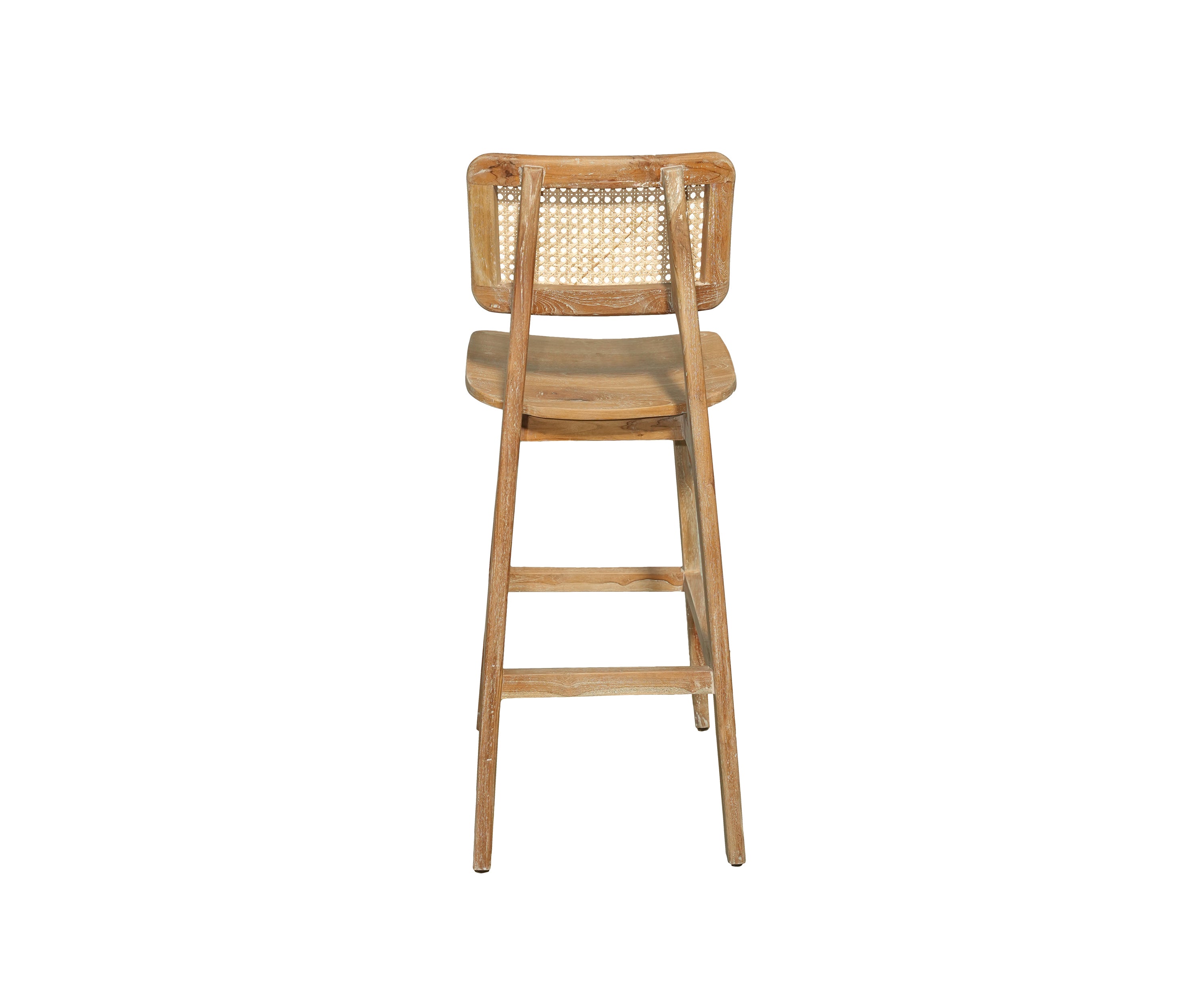 Modern Teak Wood Bar Chair with Cane Backrest