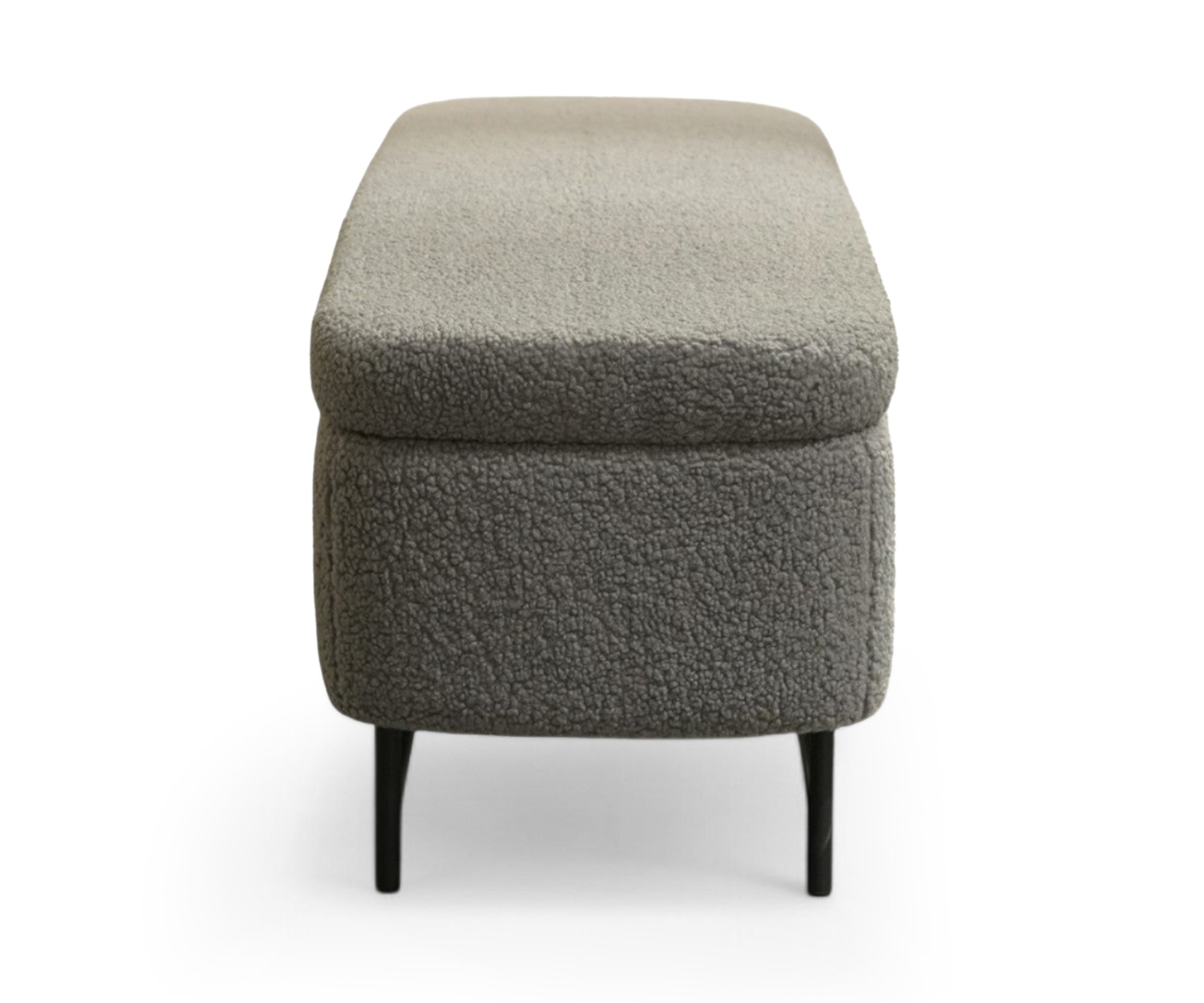 Grey Bouclé Rectangular Bench with Storage