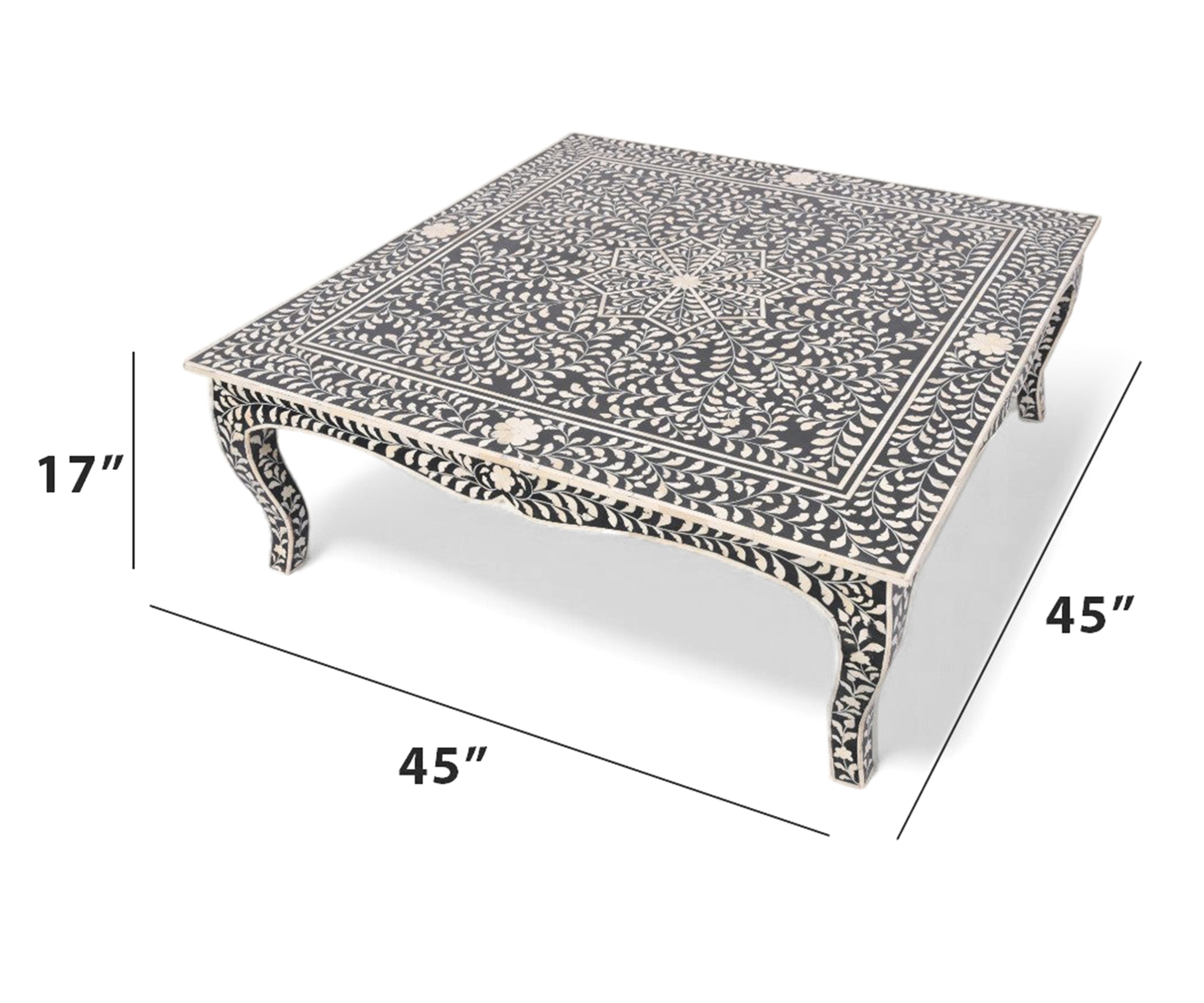Handcrafted Bone Inlay Centre Table-Black