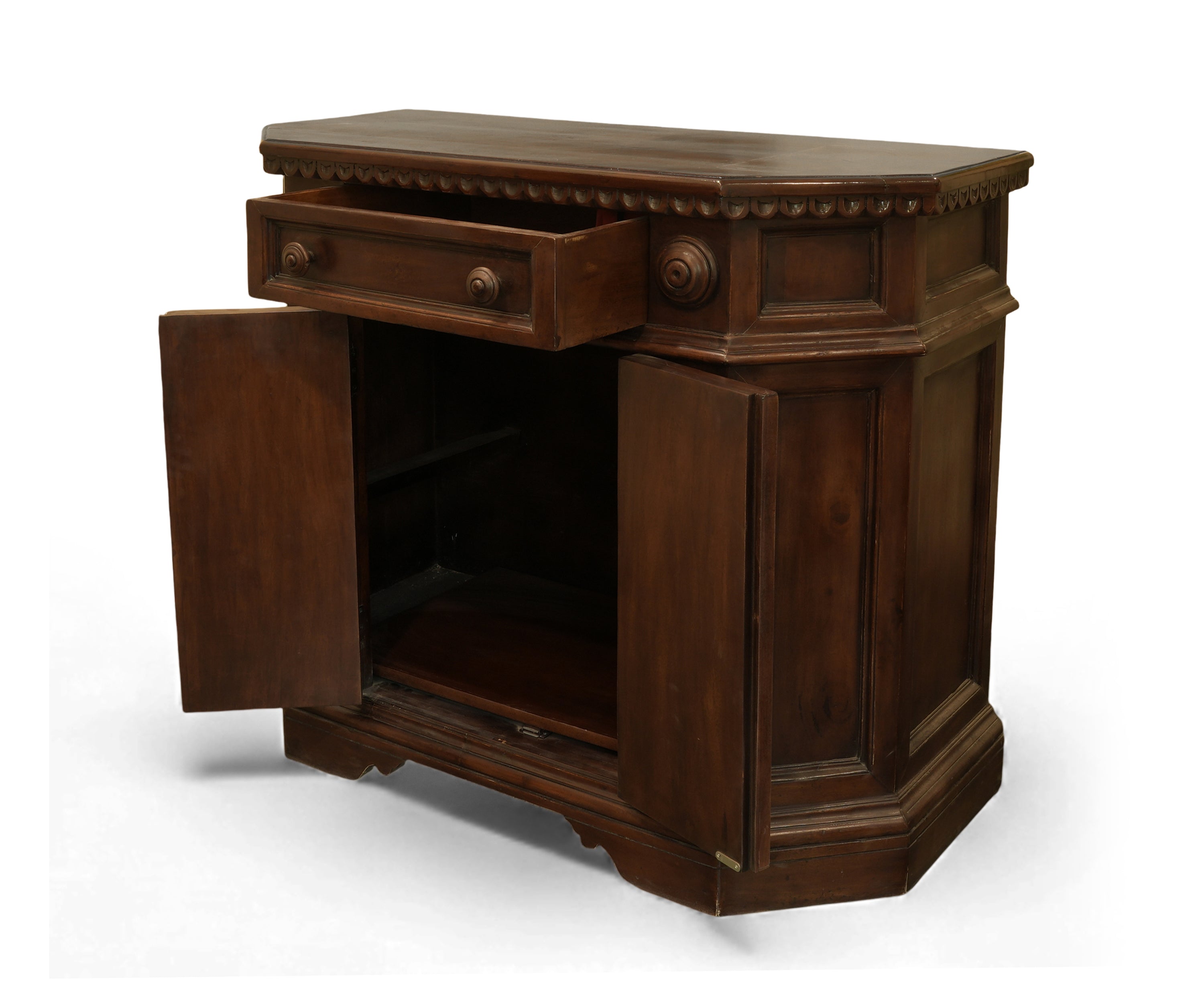 Classic Solid Wood Walnut Storage Cabinet with Drawer and Double Doors