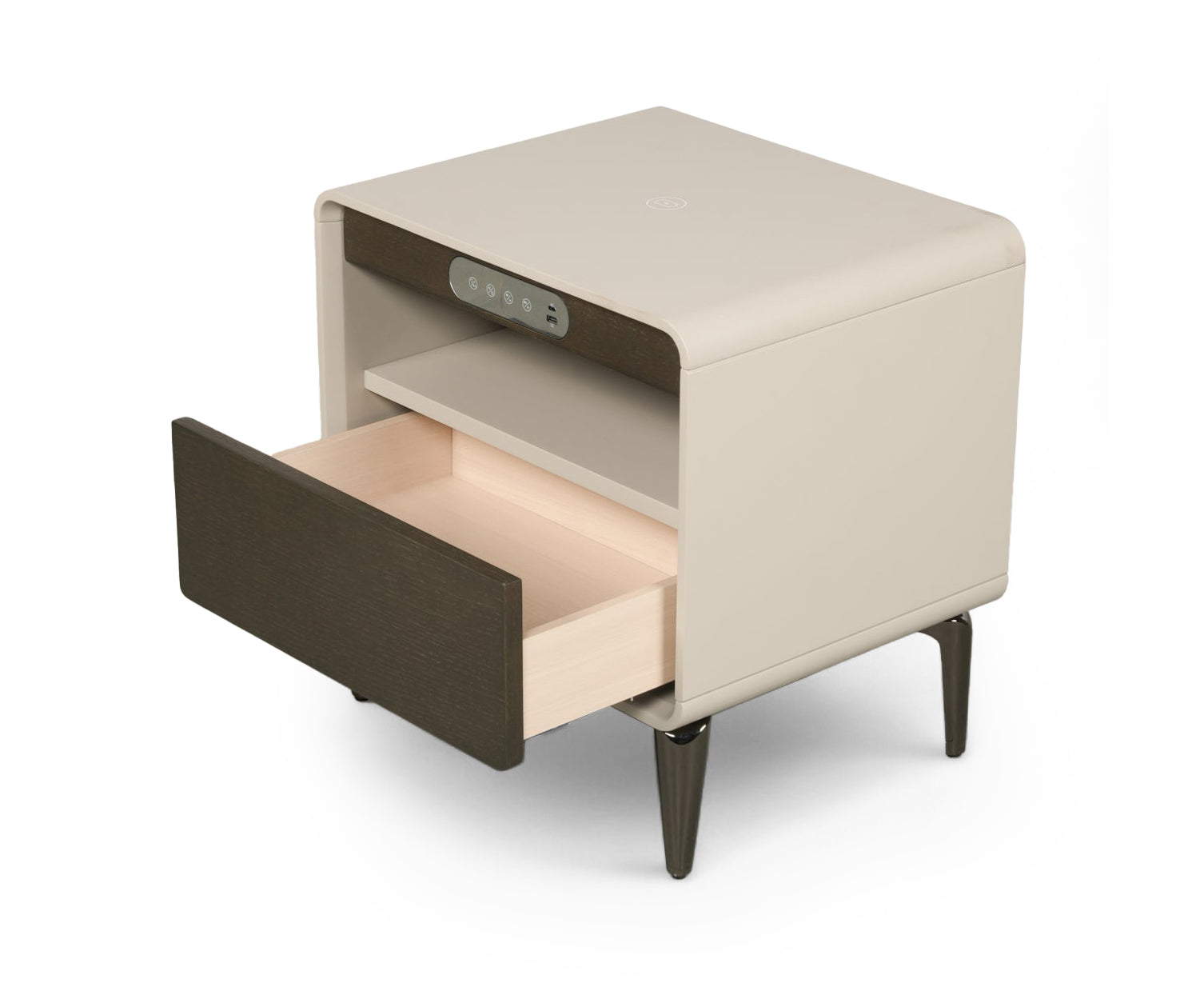 Taupe Smart Charge Bed Side Table with Drawer