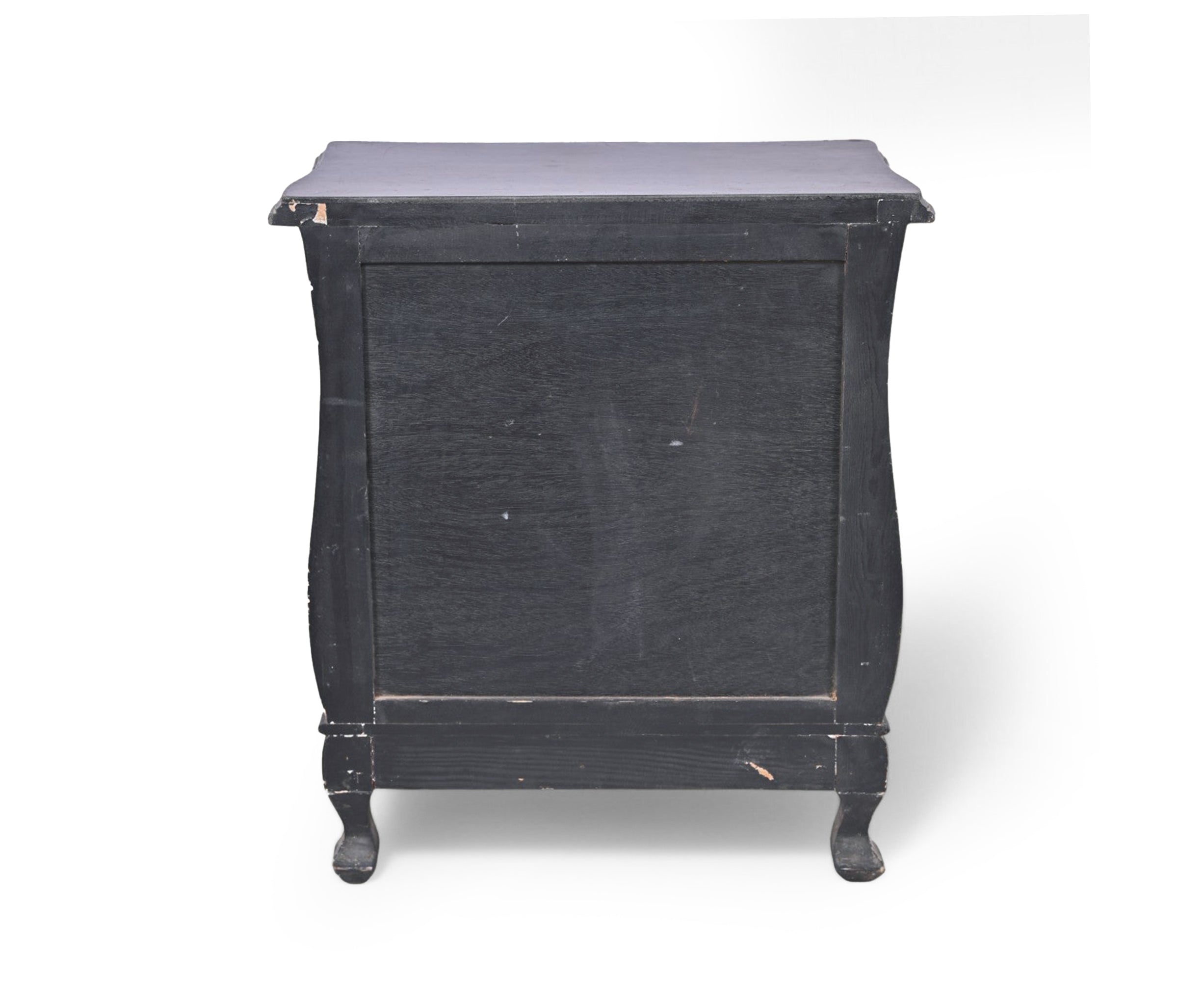 Black Distressed 3-Drawer Vintage Night Stand