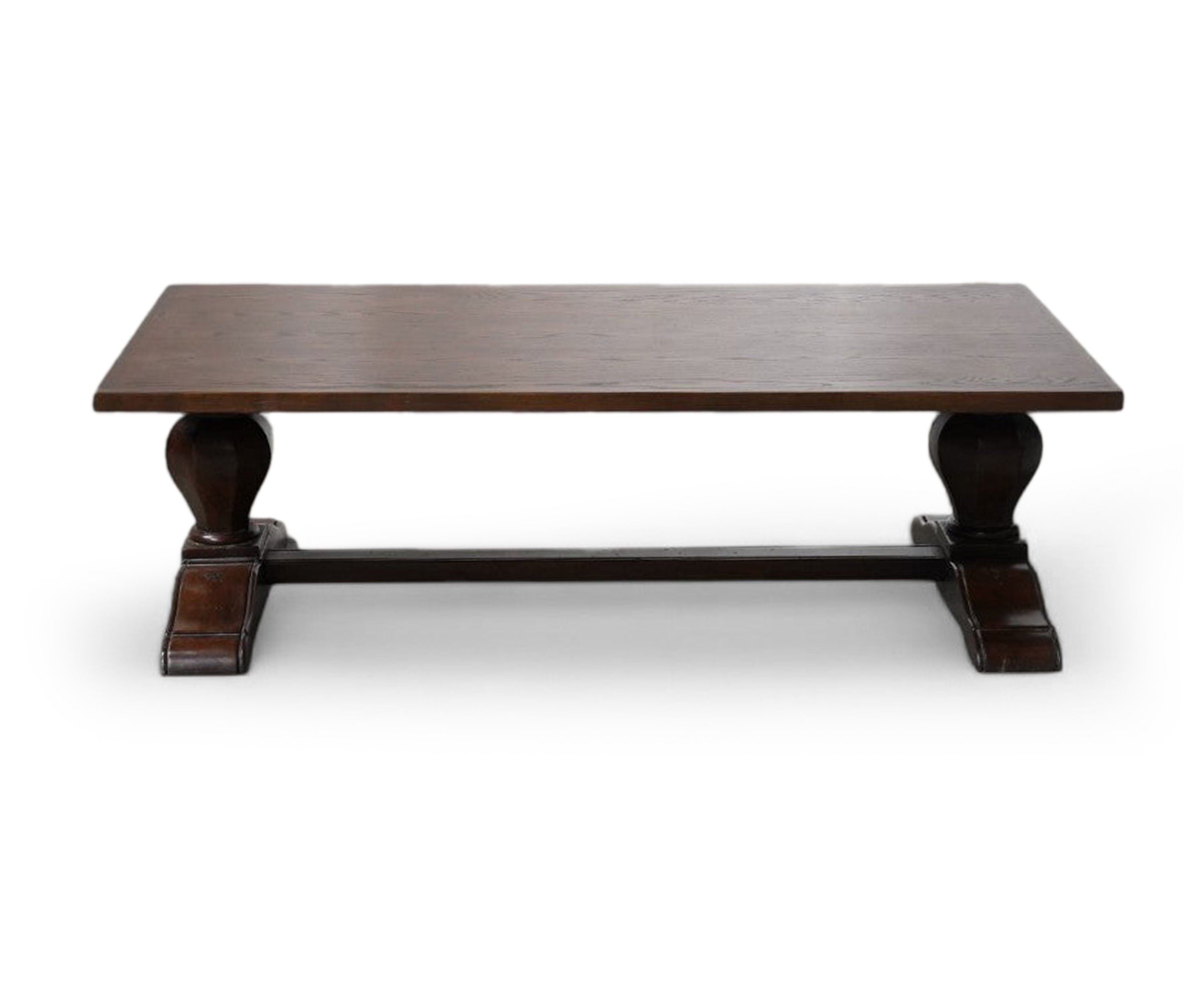 Walnut Finish Wooden Coffee Table with Pedestal Base
