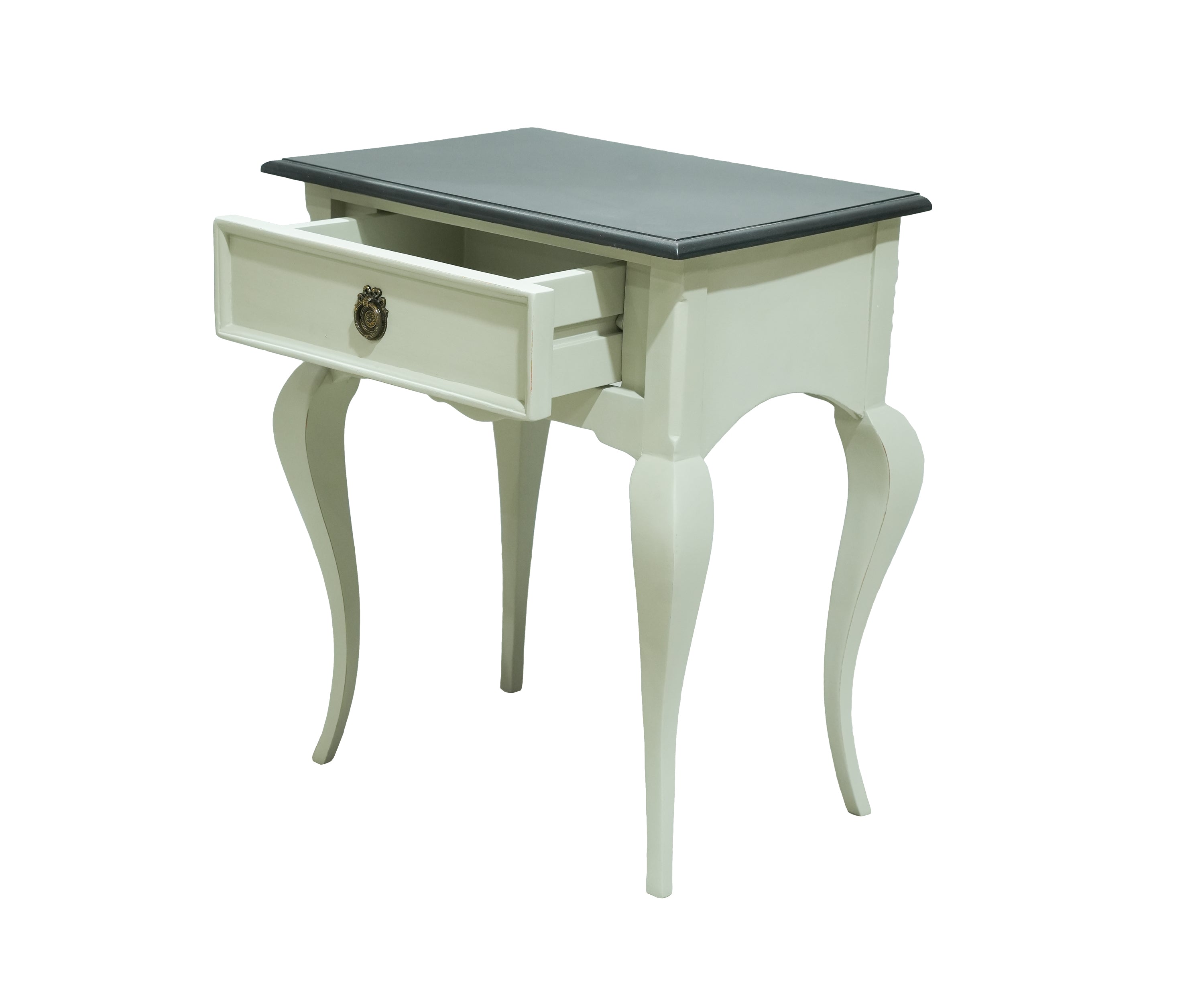 English Bedside Table with Drawer in Dual Tone Finish