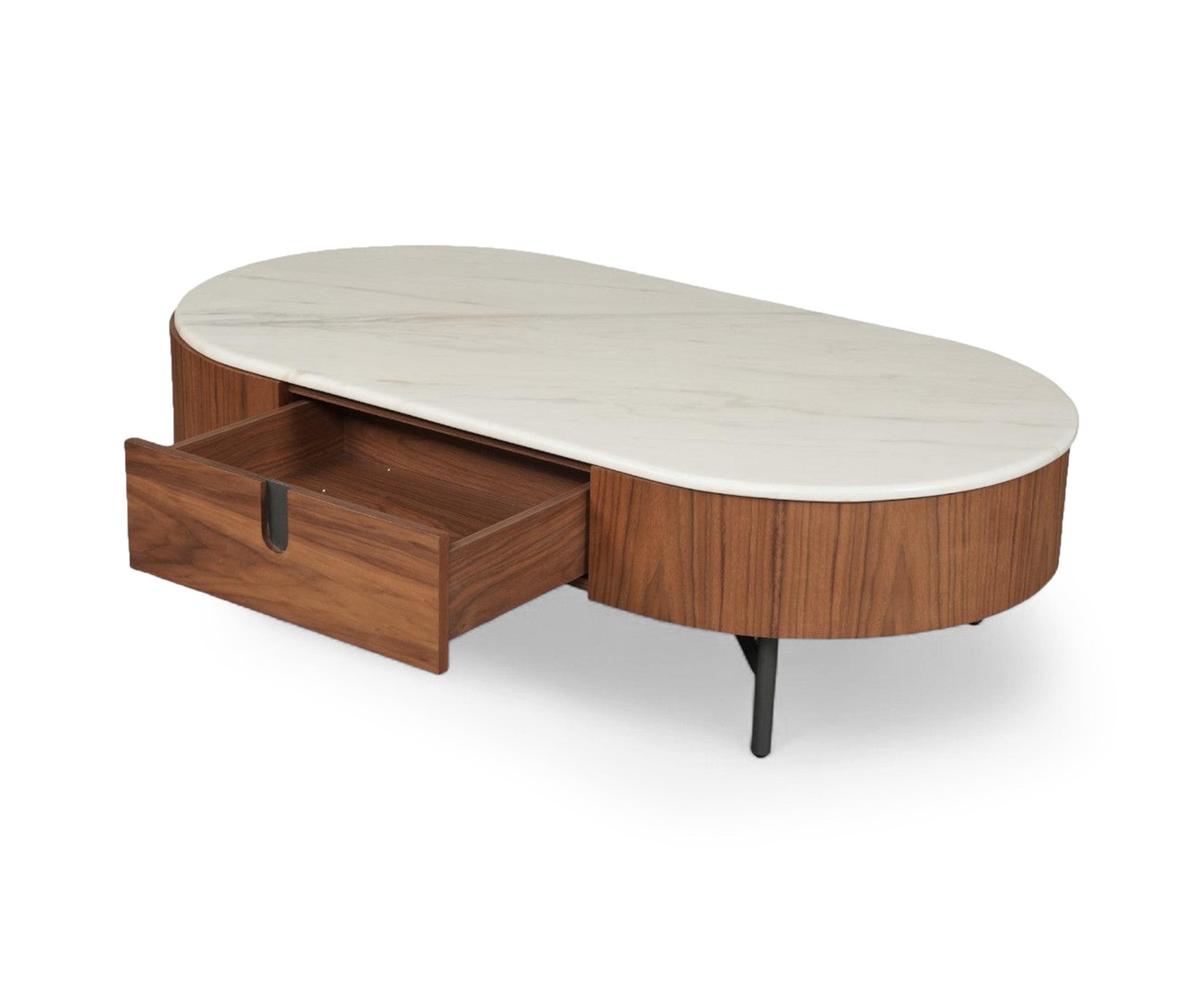 Walnut Marble Top Coffee Table with Storage