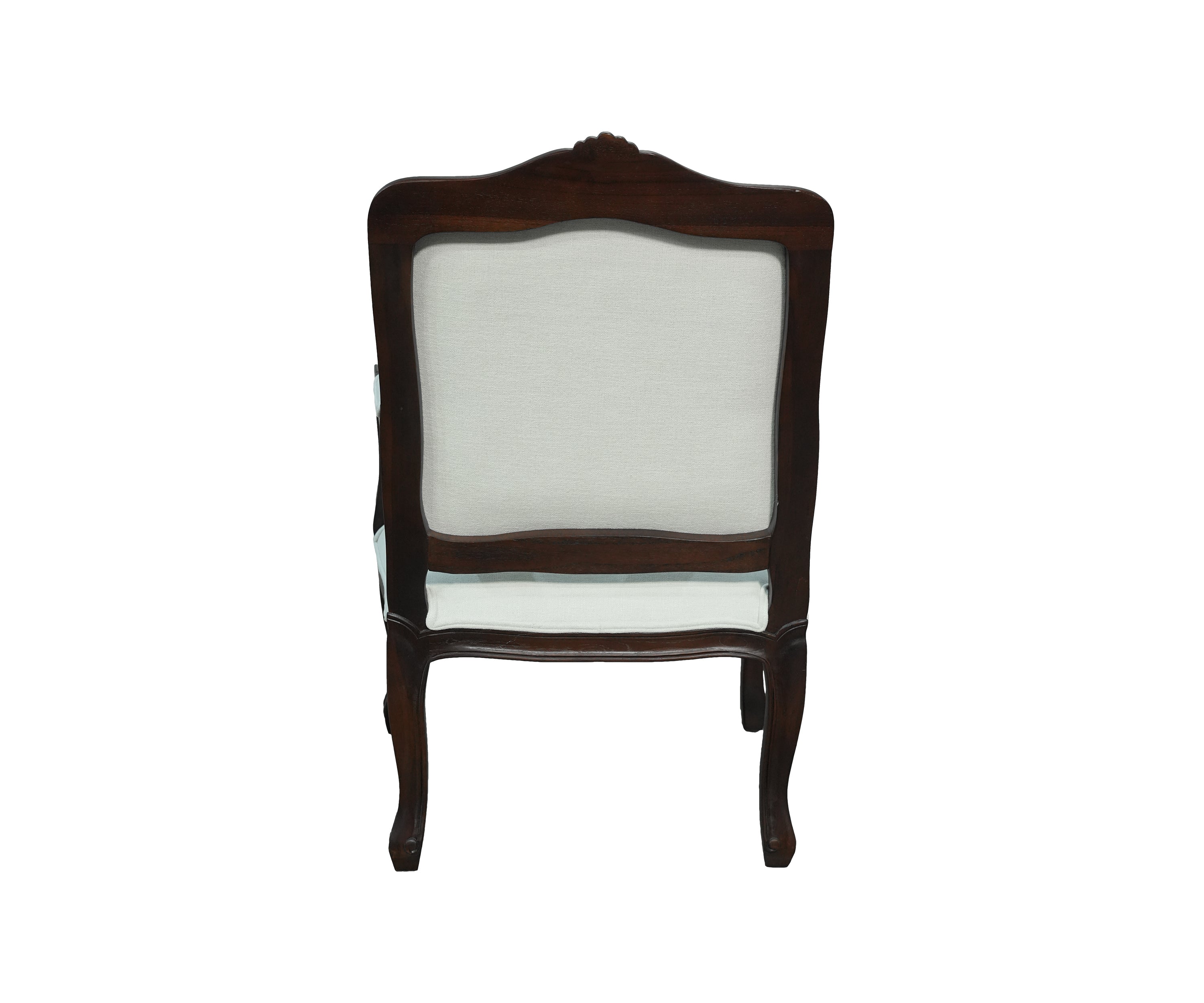 French Inspired Carved Wood Upholstered Arm Chair