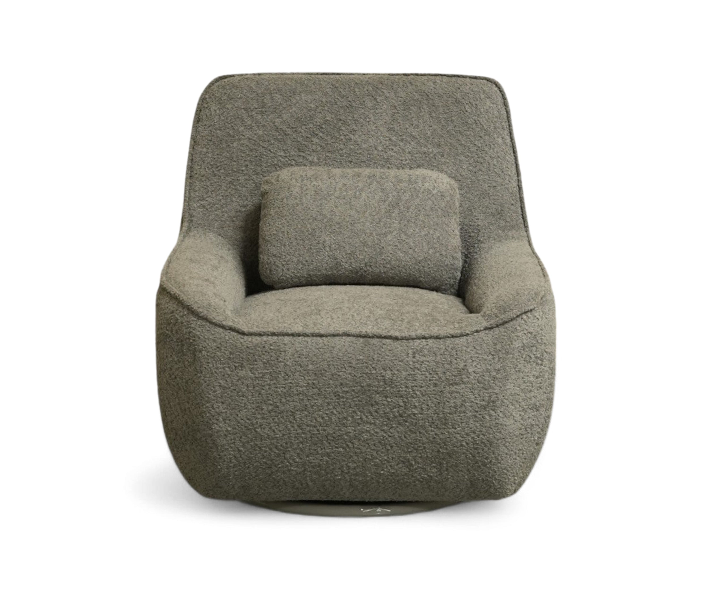 Contour Bouclé Swivel Gray Lounge Chair
