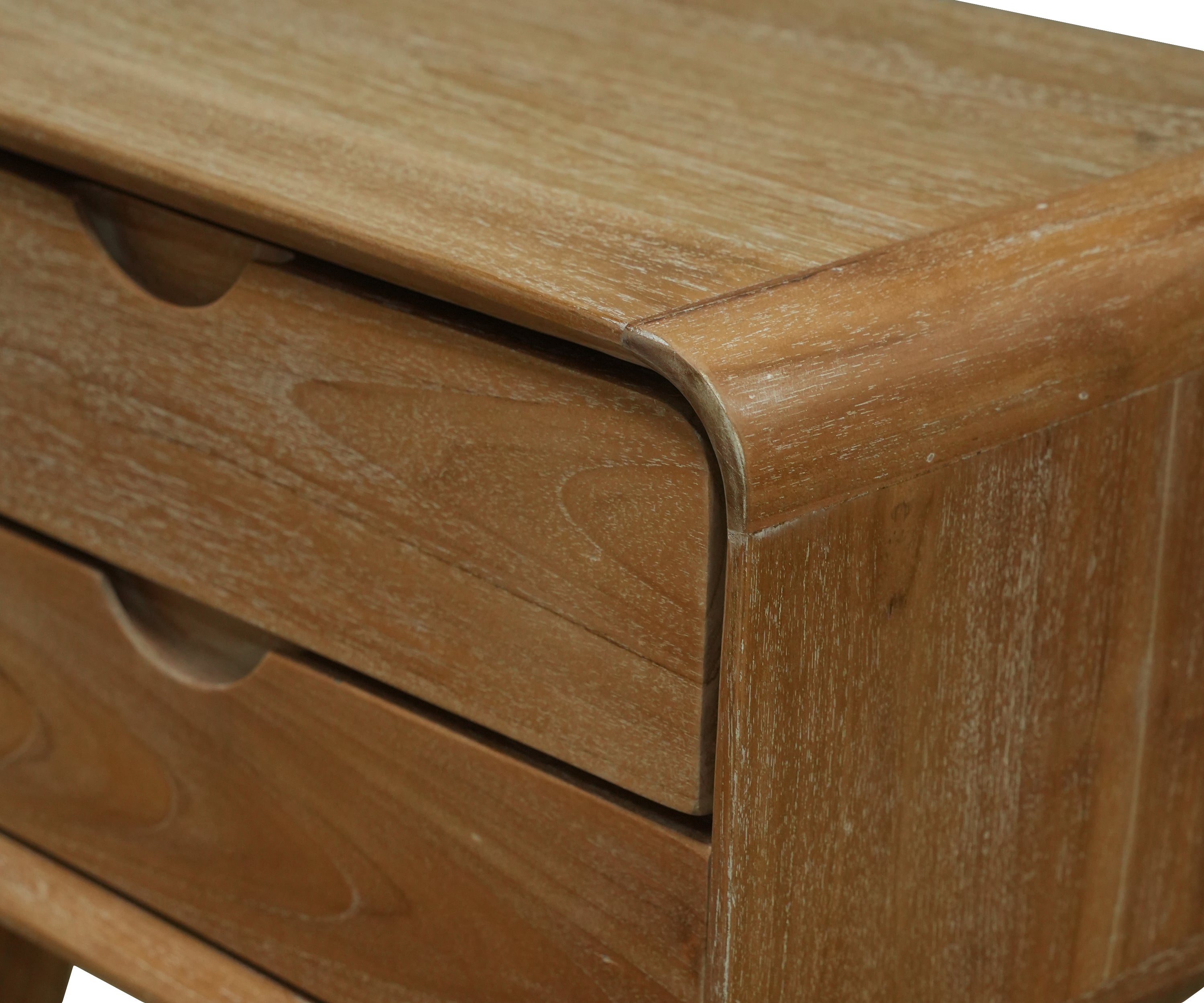 Mid-Century Modern Teak Bedside Table with Two Drawers