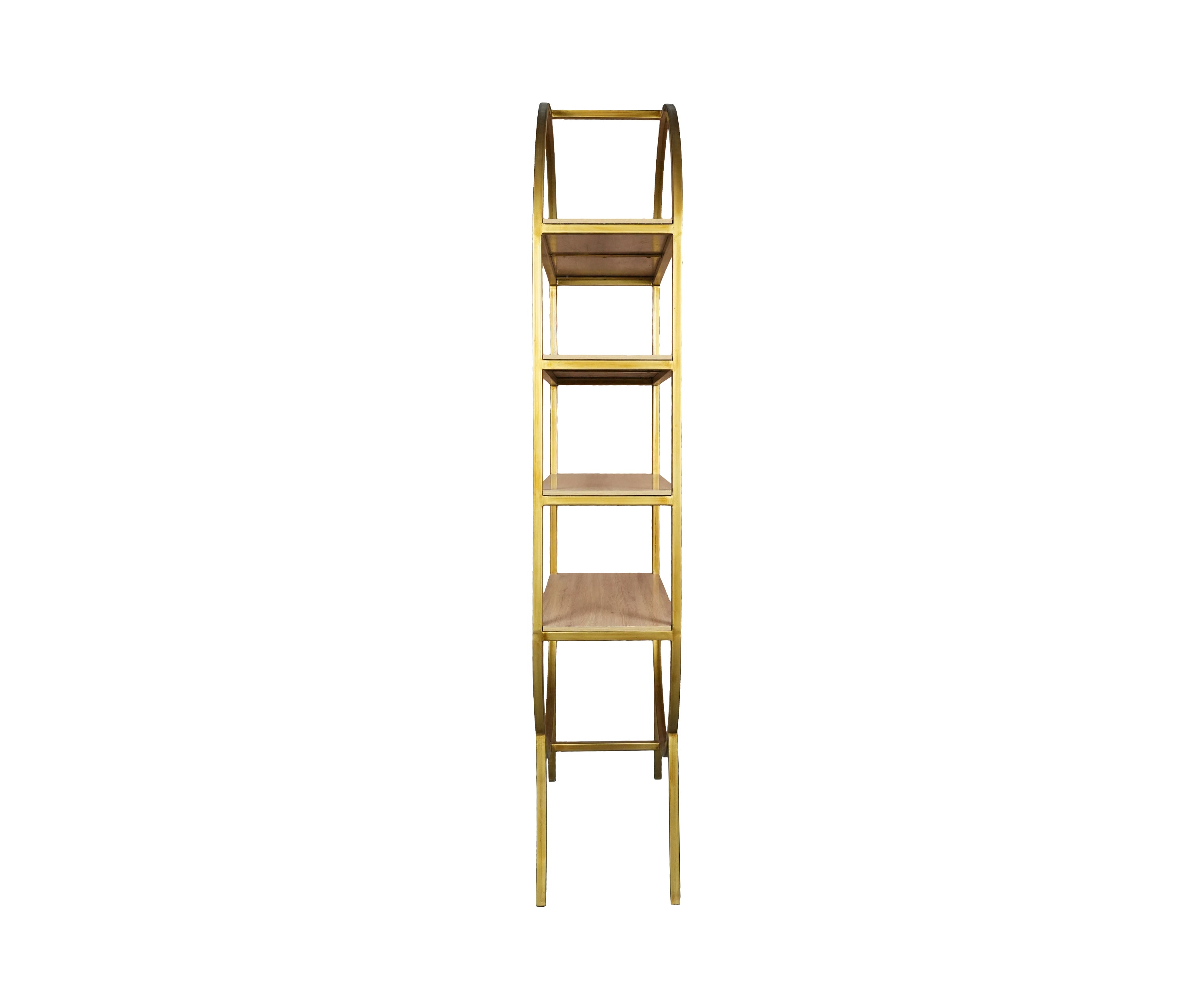 4-Tier Metal Arched Shelf with Wooden Shelves