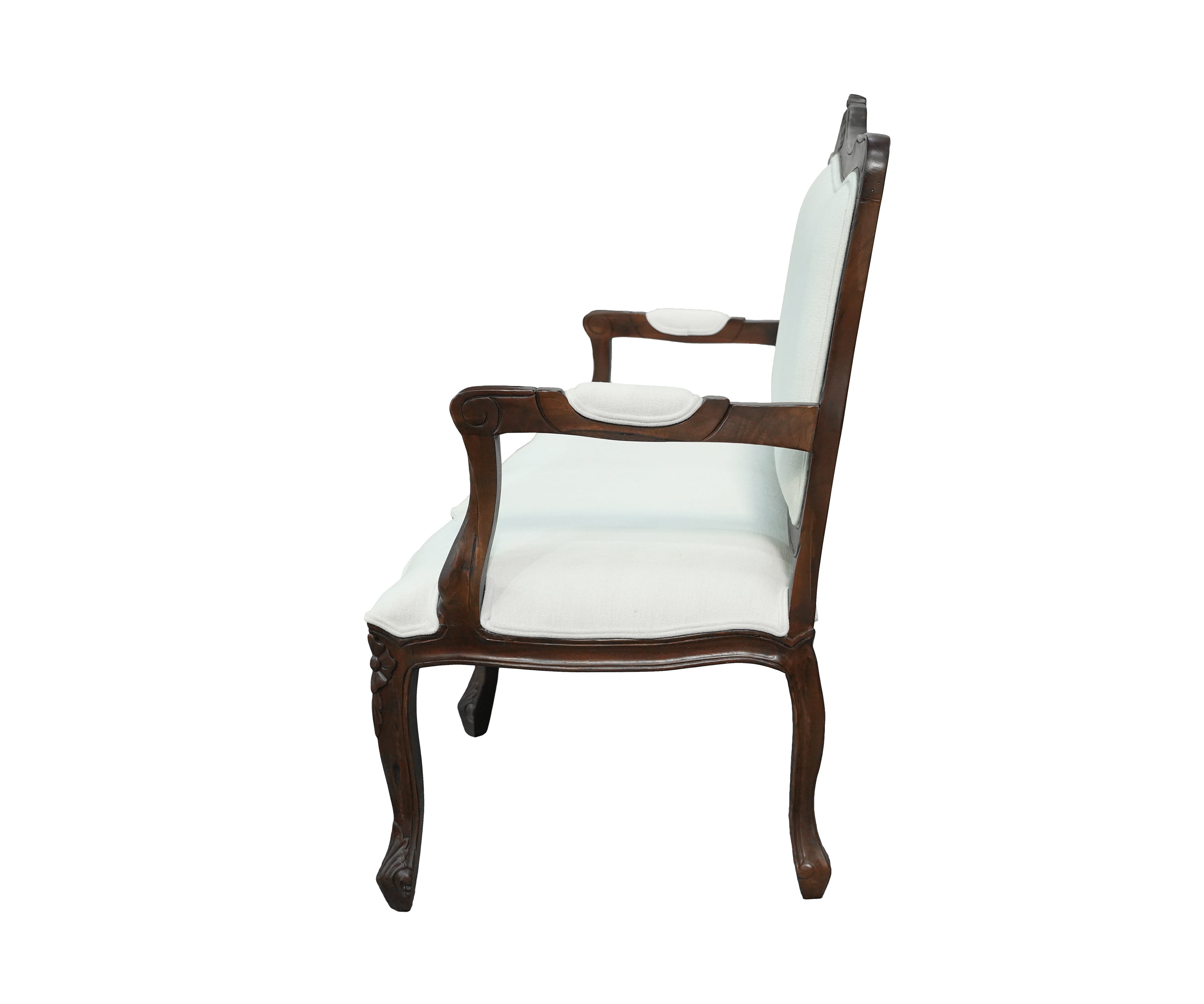 French Provincial Carved Wood Upholstered Settee Sofa