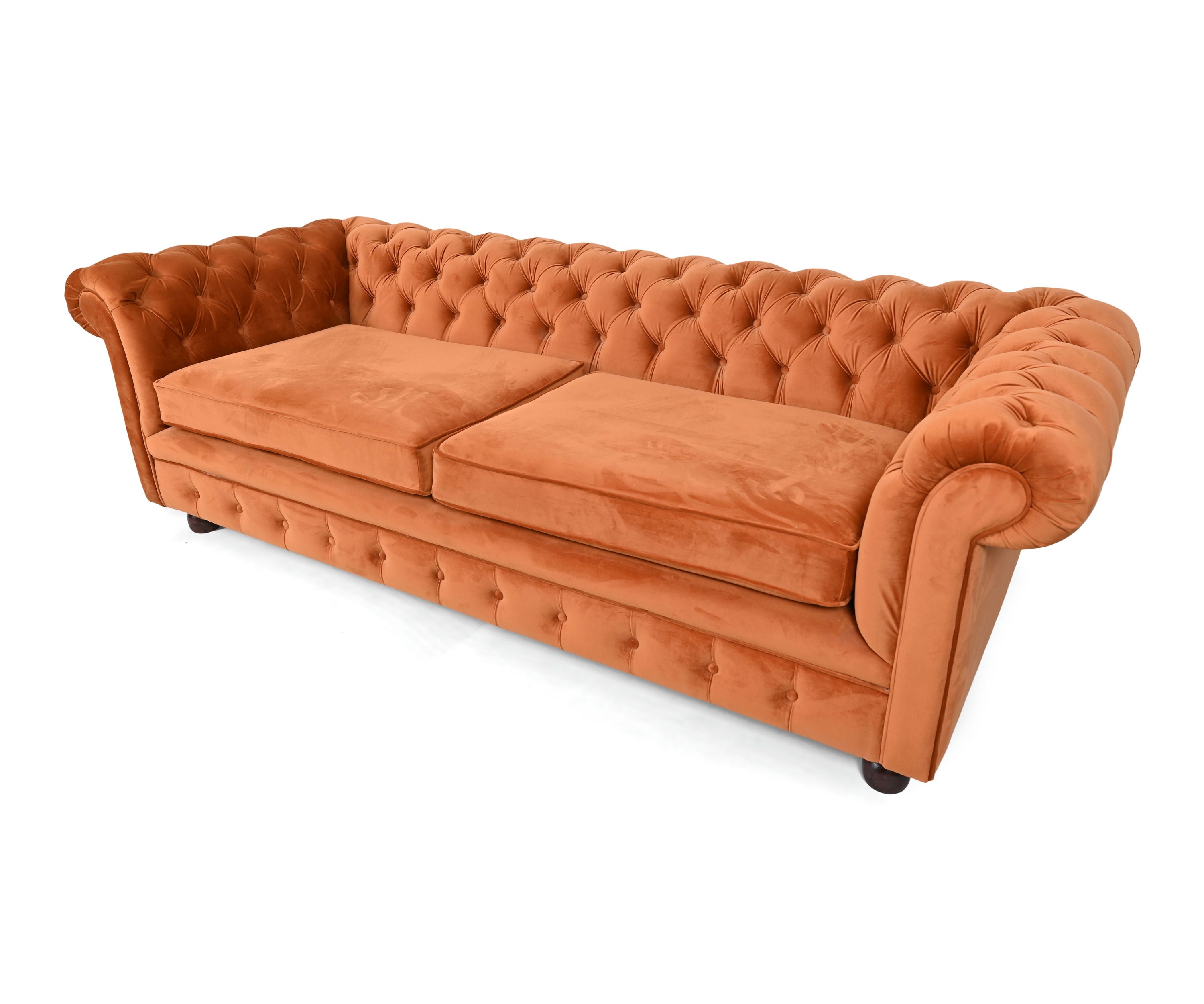 Rust Tufted Velvet 3 Seater Sofa