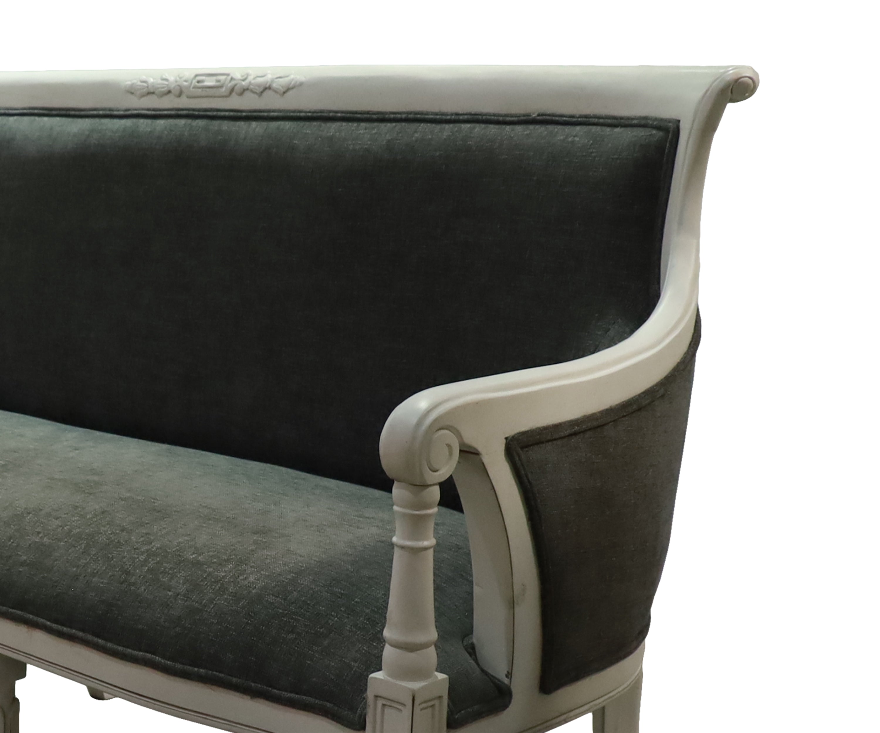 Gustavian French Style Teak Wood Three-Seater Sofa
