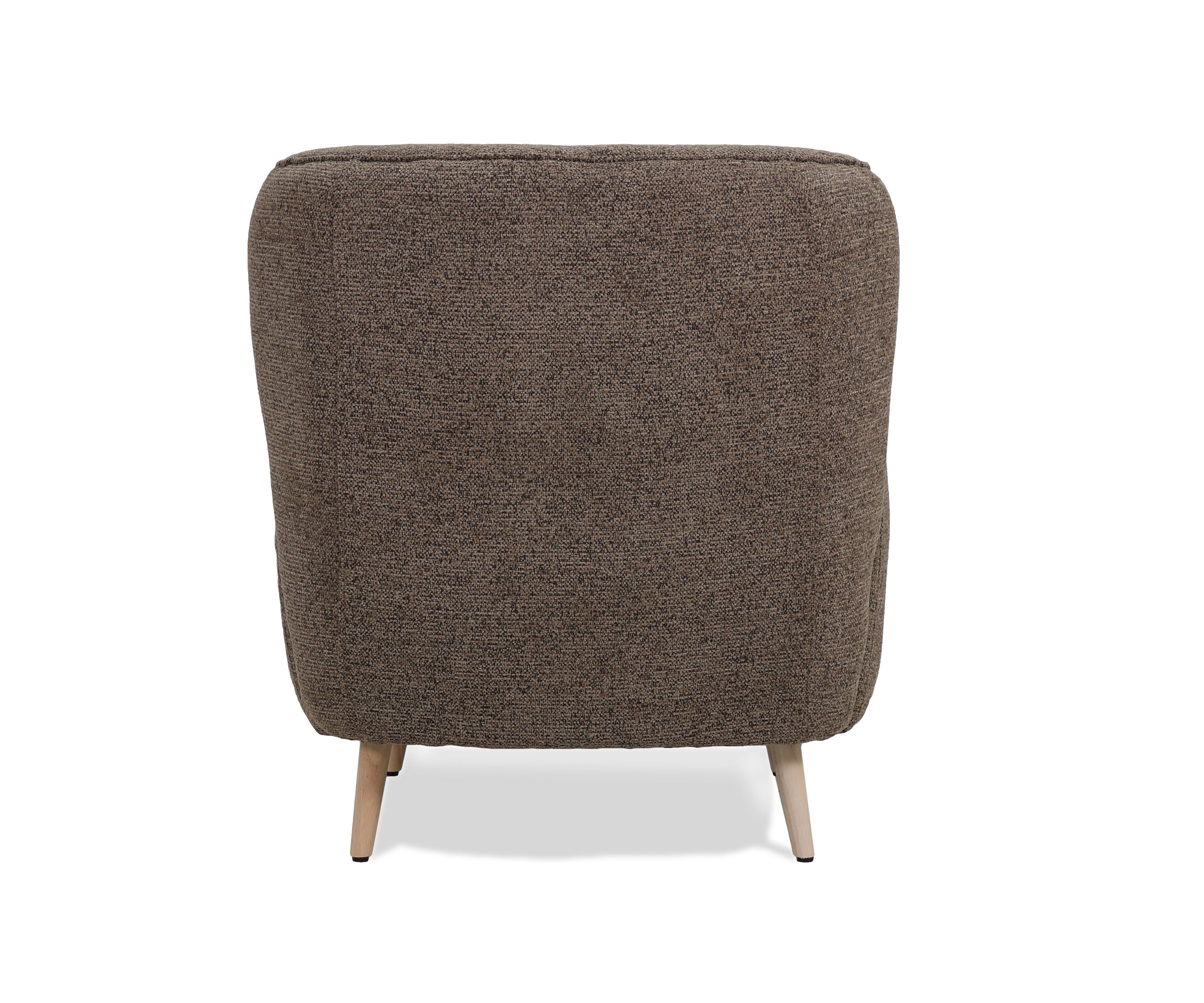 Modern Brown Boucle Accent Chair with Natural Wood Legs