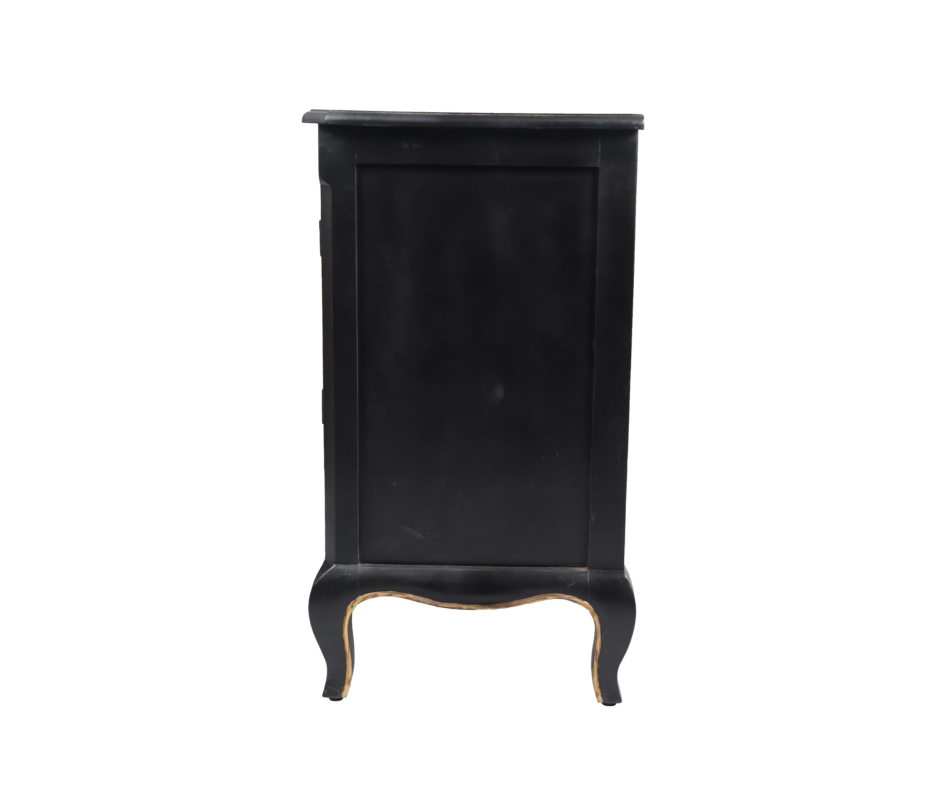 French Style Black Teak Wood Cabinet