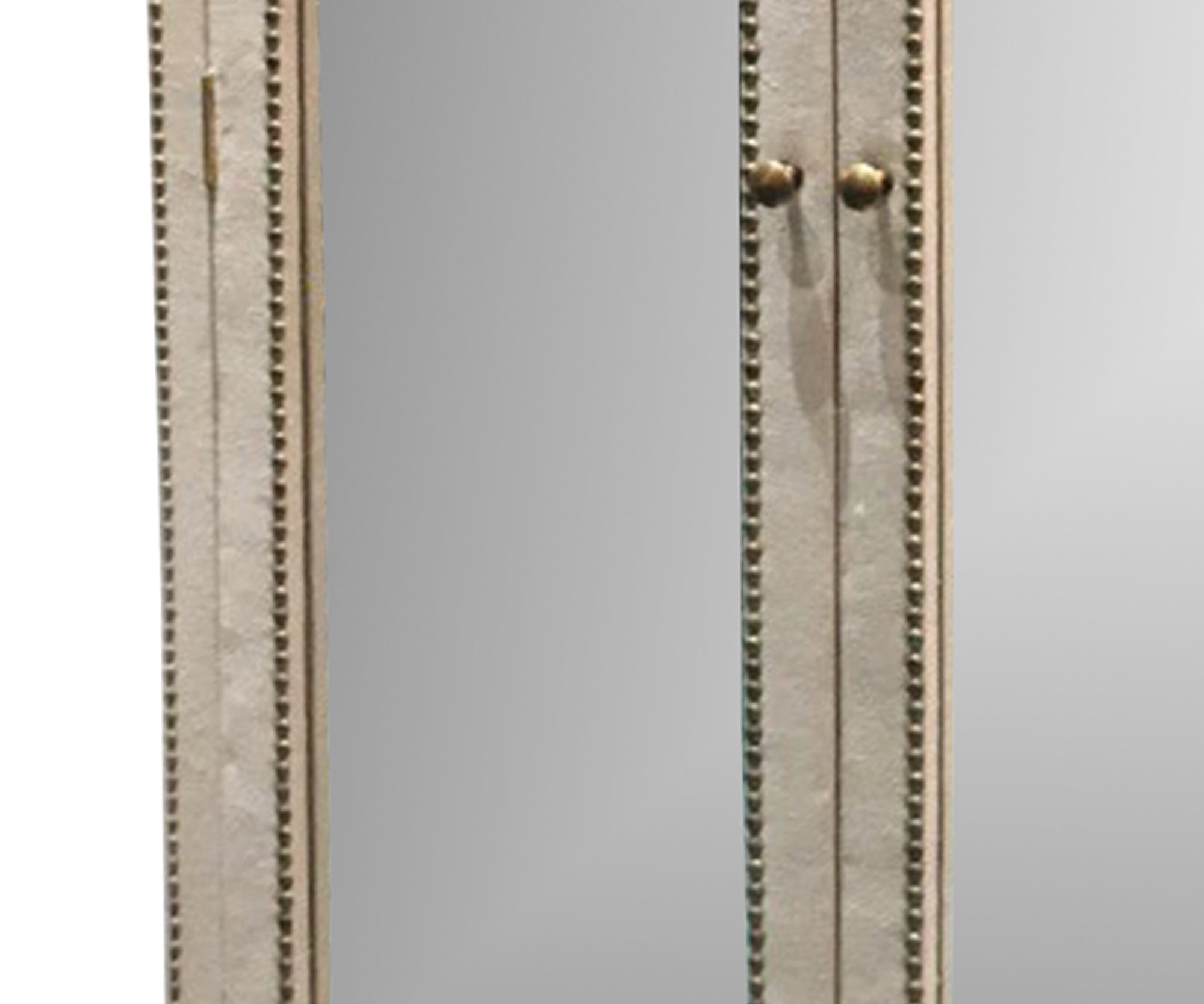 Acacia Wood Mirrored Wardrobe with Brass Nail Detail