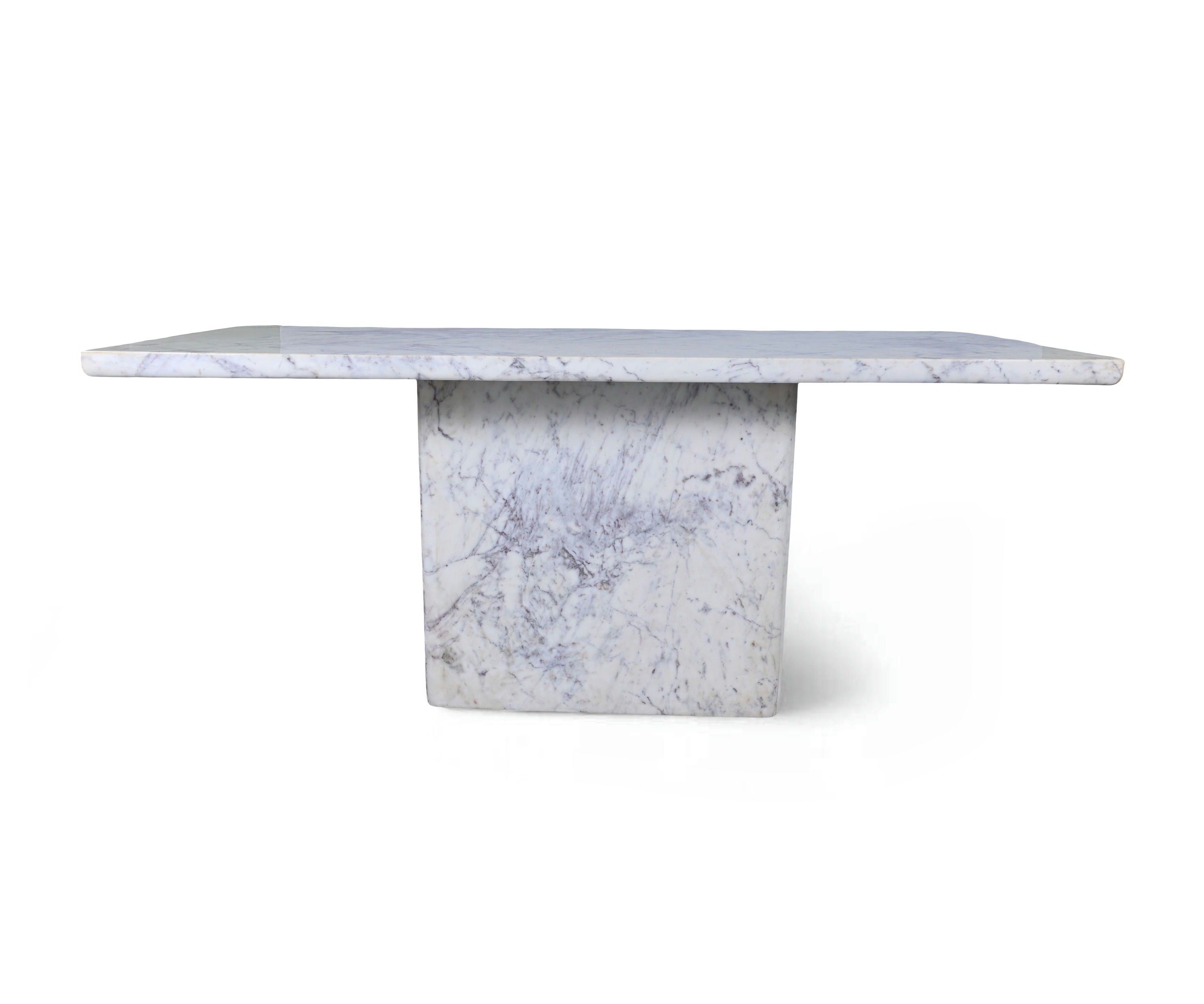 White Marble 6 Seater Dining Table with Pedestal Base